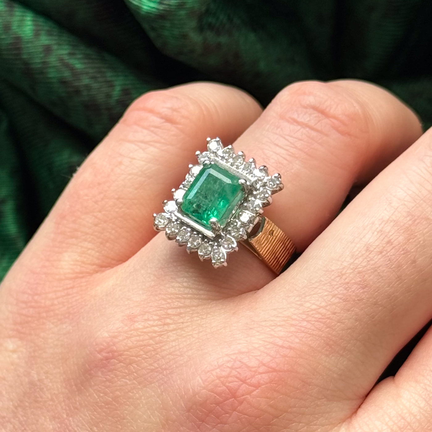 Emerald & Diamond Cocktail Ring | 1.69ct, 0.44ctw | SZ 5 |