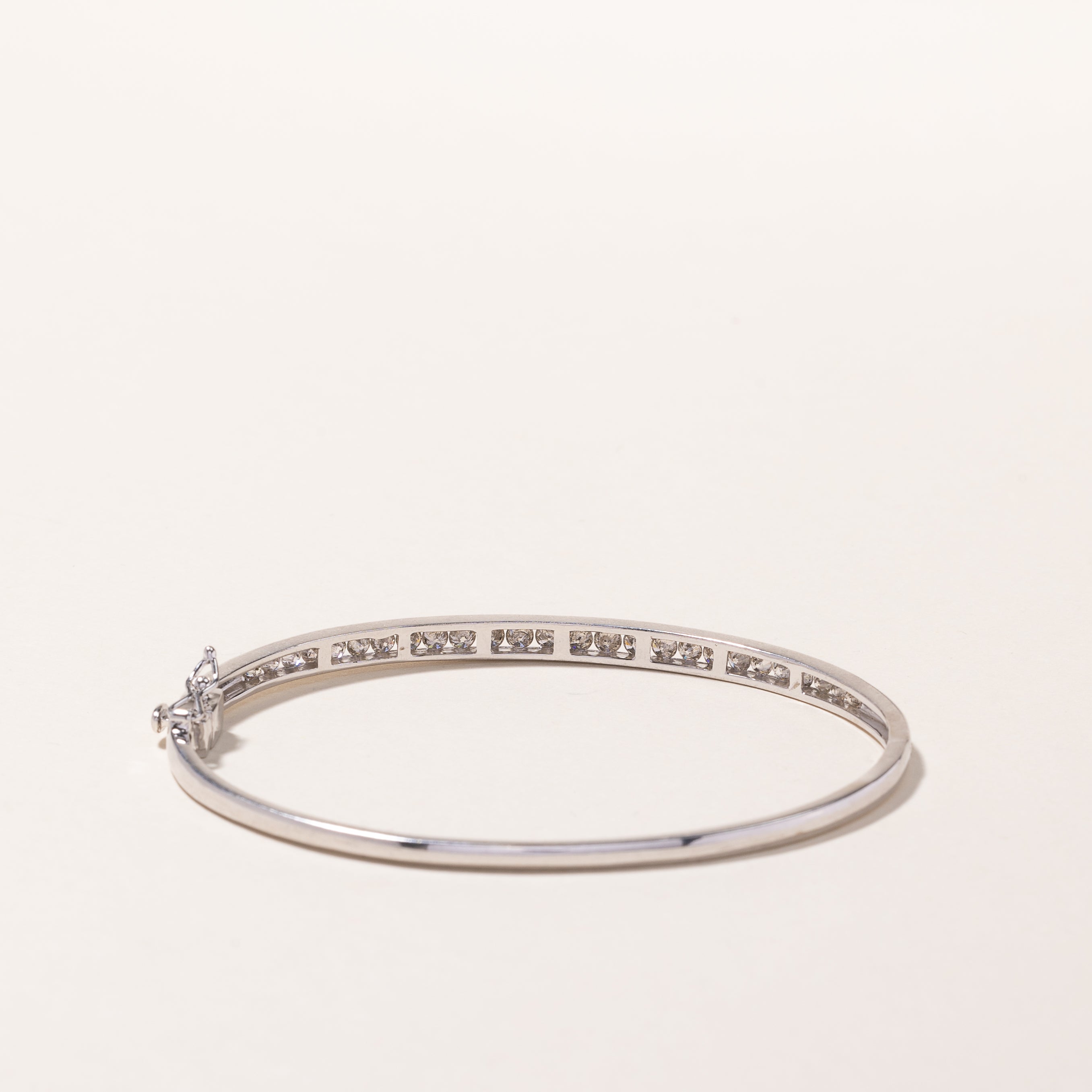 10k White Gold Diamond Bangle | 1.37ctw | 7"