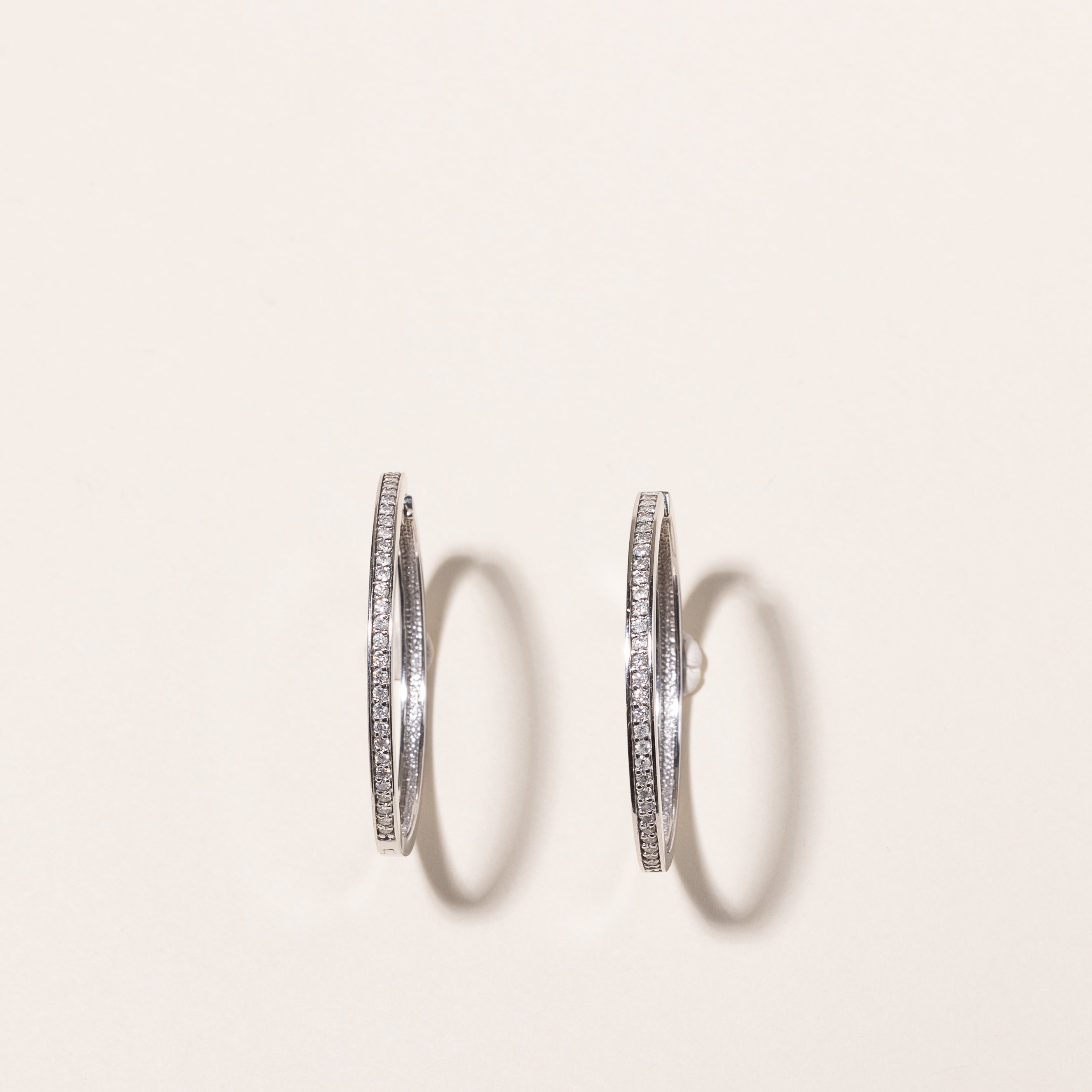 10k White Gold Diamond Hoops | 0.65ctw |