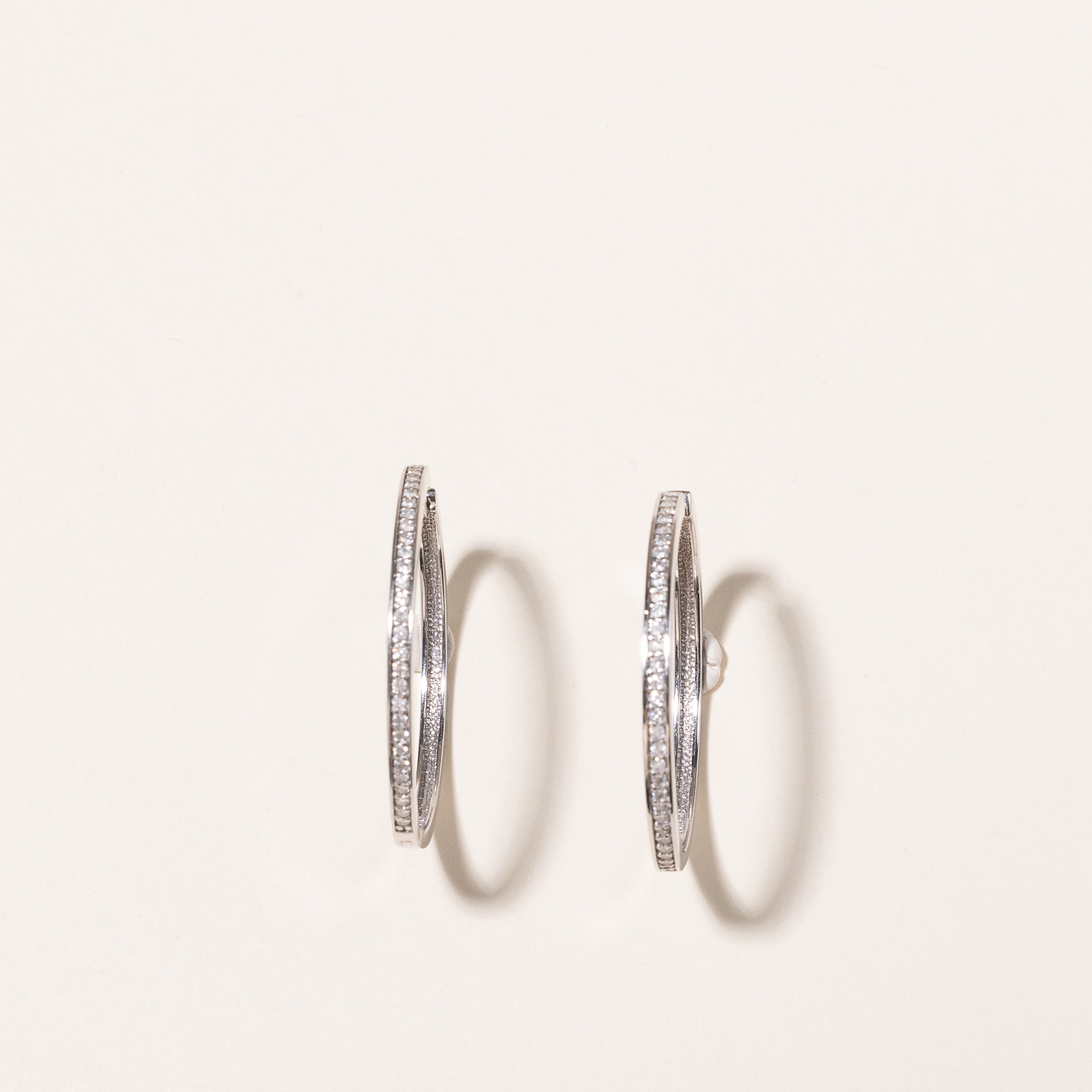 10k White Gold Diamond Hoops | 0.65ctw |