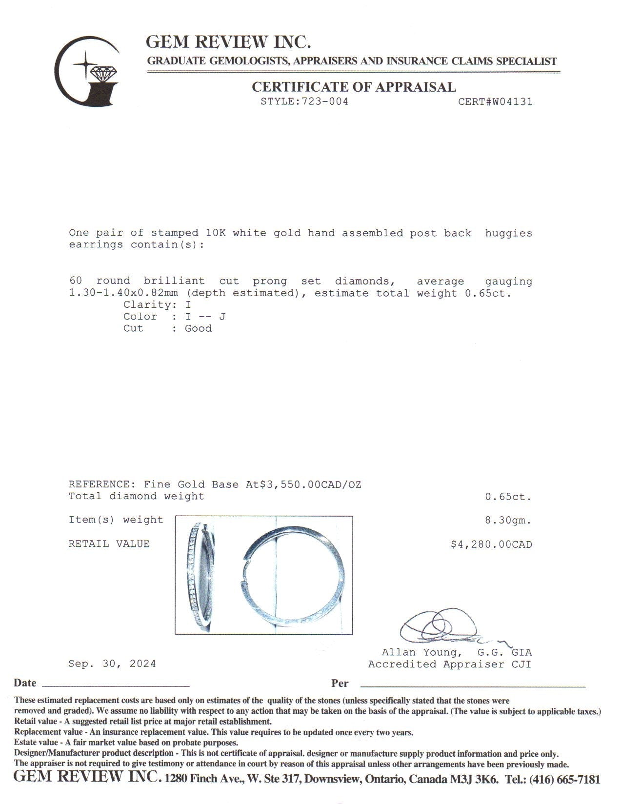 10k White Gold Diamond Hoops | 0.65ctw |
