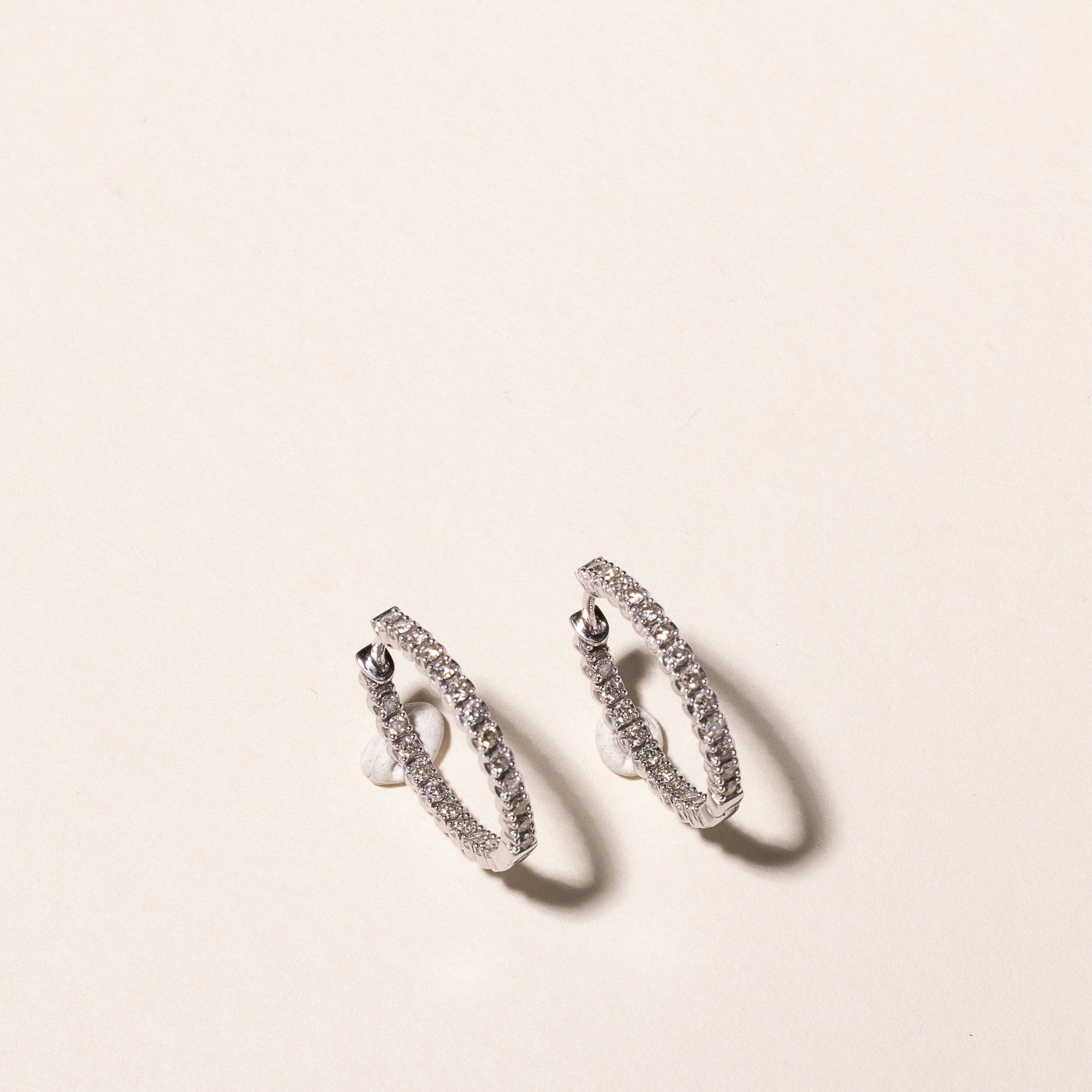 10k White Gold Diamond Hoops | 1.04ctw | 22mm