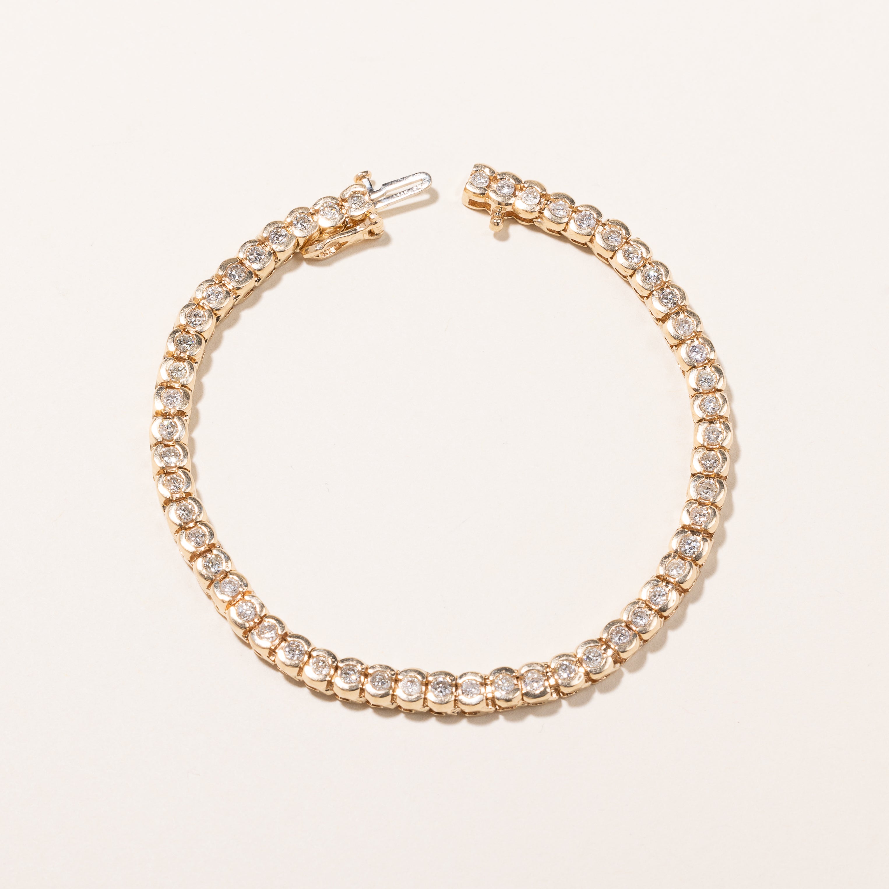14k Yellow Gold Diamond Tennis Bracelet | 7.5"