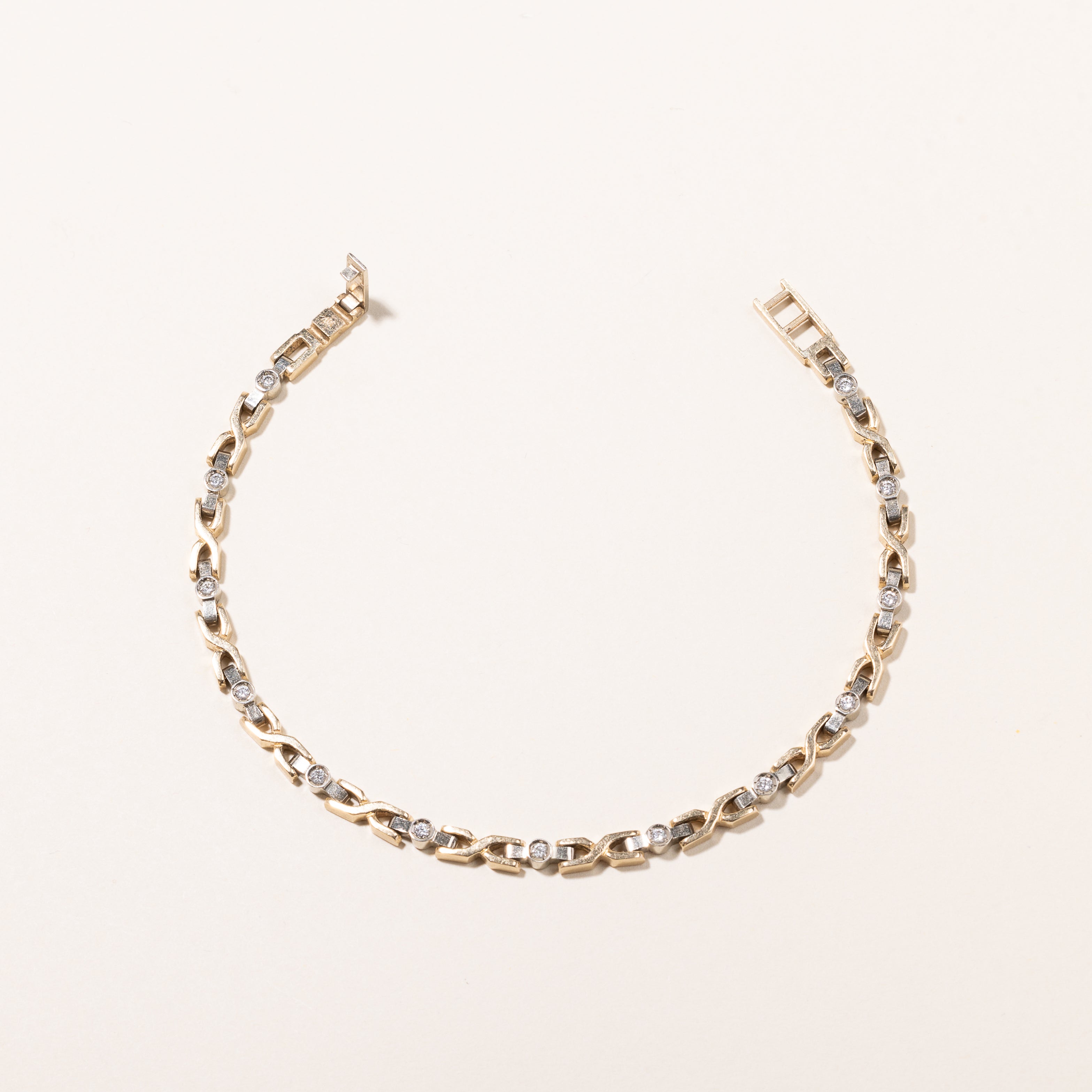 14k Two Tone Gold Diamond Bracelet | 0.29ctw | 7.25"-7.5"