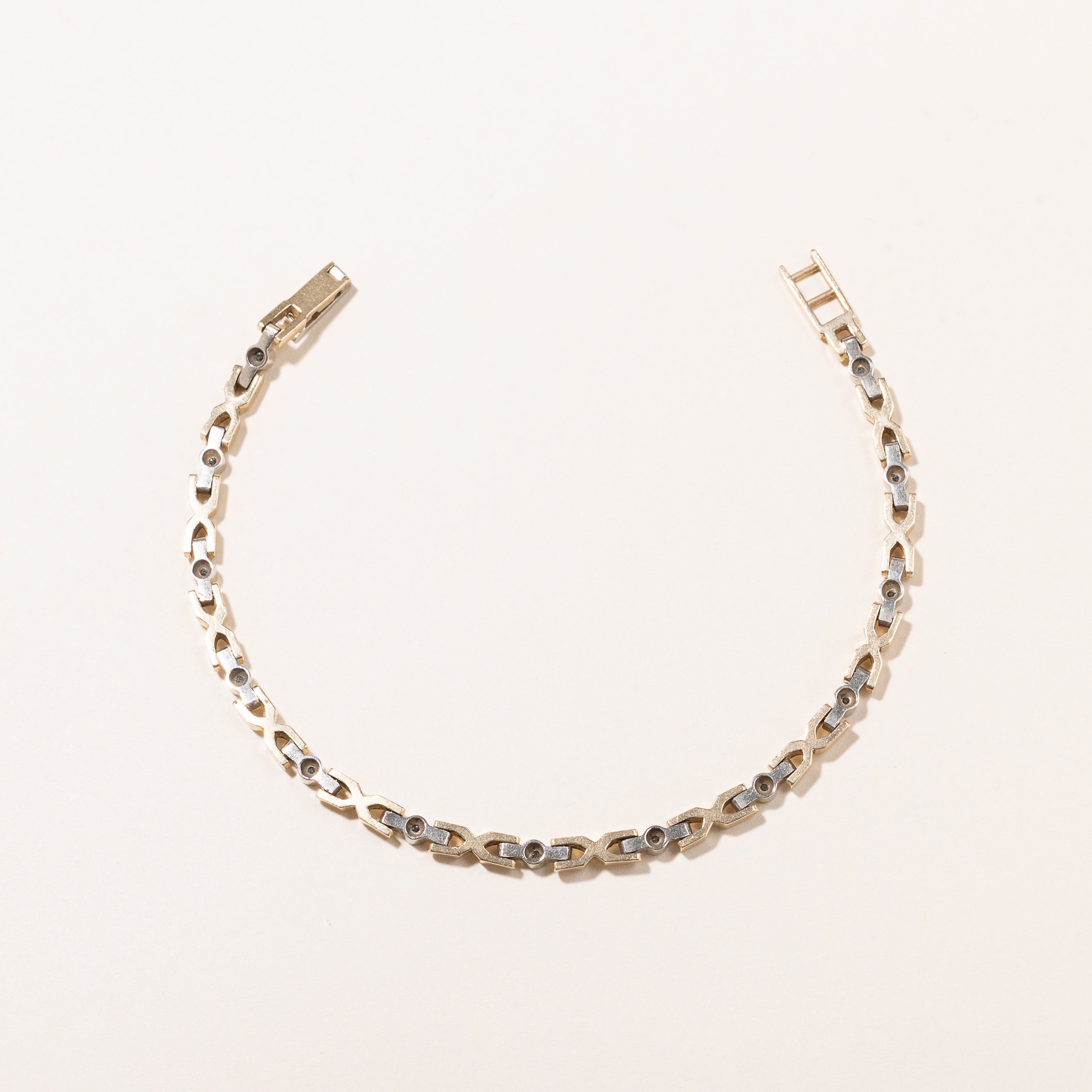 14k Two Tone Gold Diamond Bracelet | 0.29ctw | 7.25"-7.5"
