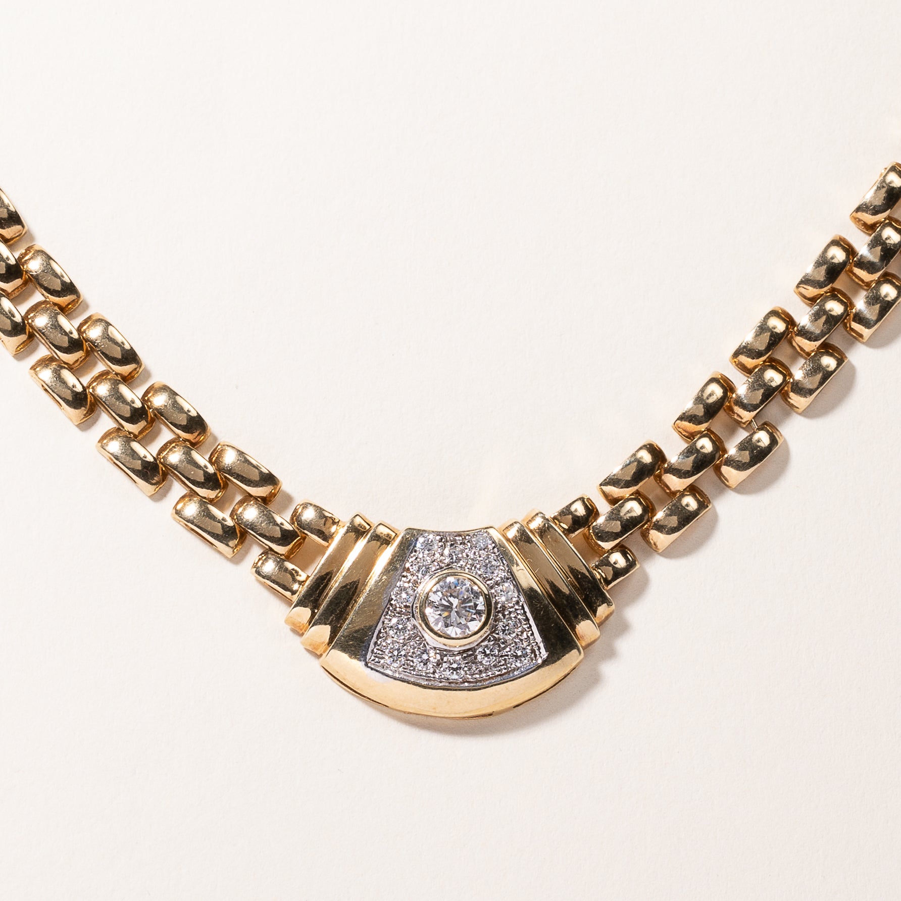 14k Yellow Gold Diamond Panther Chain Necklace | 1.25ctw | 16"