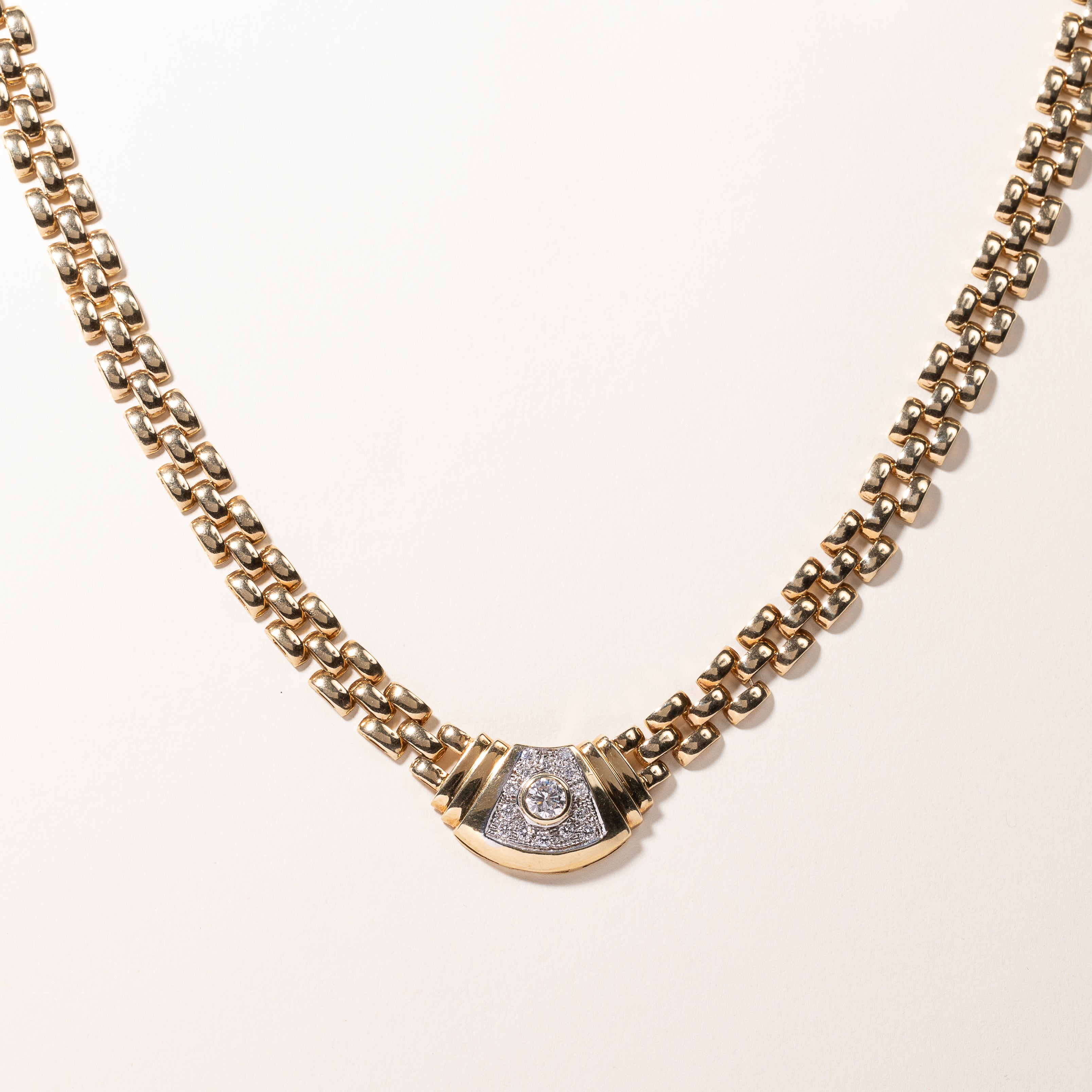 14k Yellow Gold Diamond Panther Chain Necklace | 1.25ctw | 16"