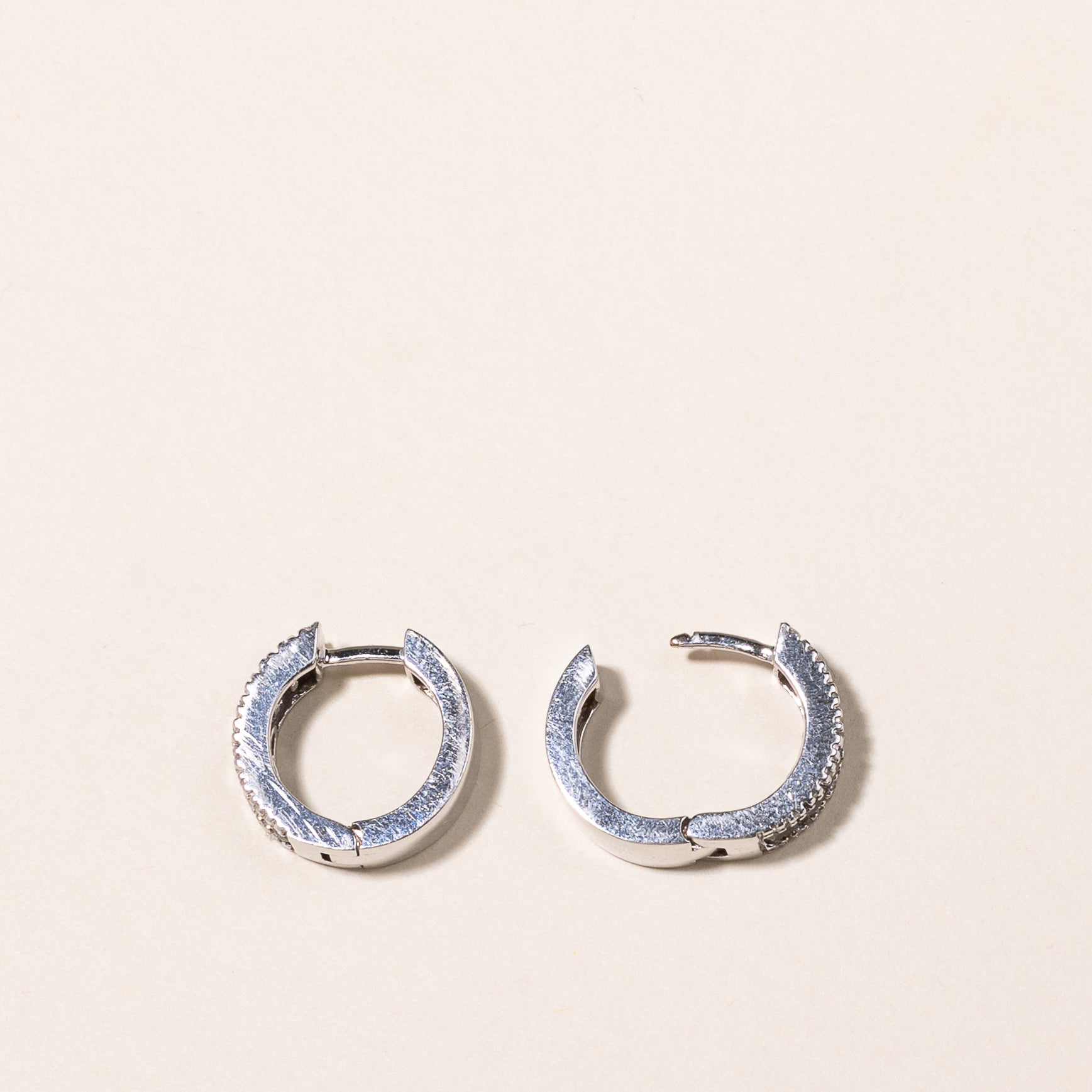 Effy' 14k White Gold Black Diamond Huggie Earrings | 0.67ctw, 0.17ctw