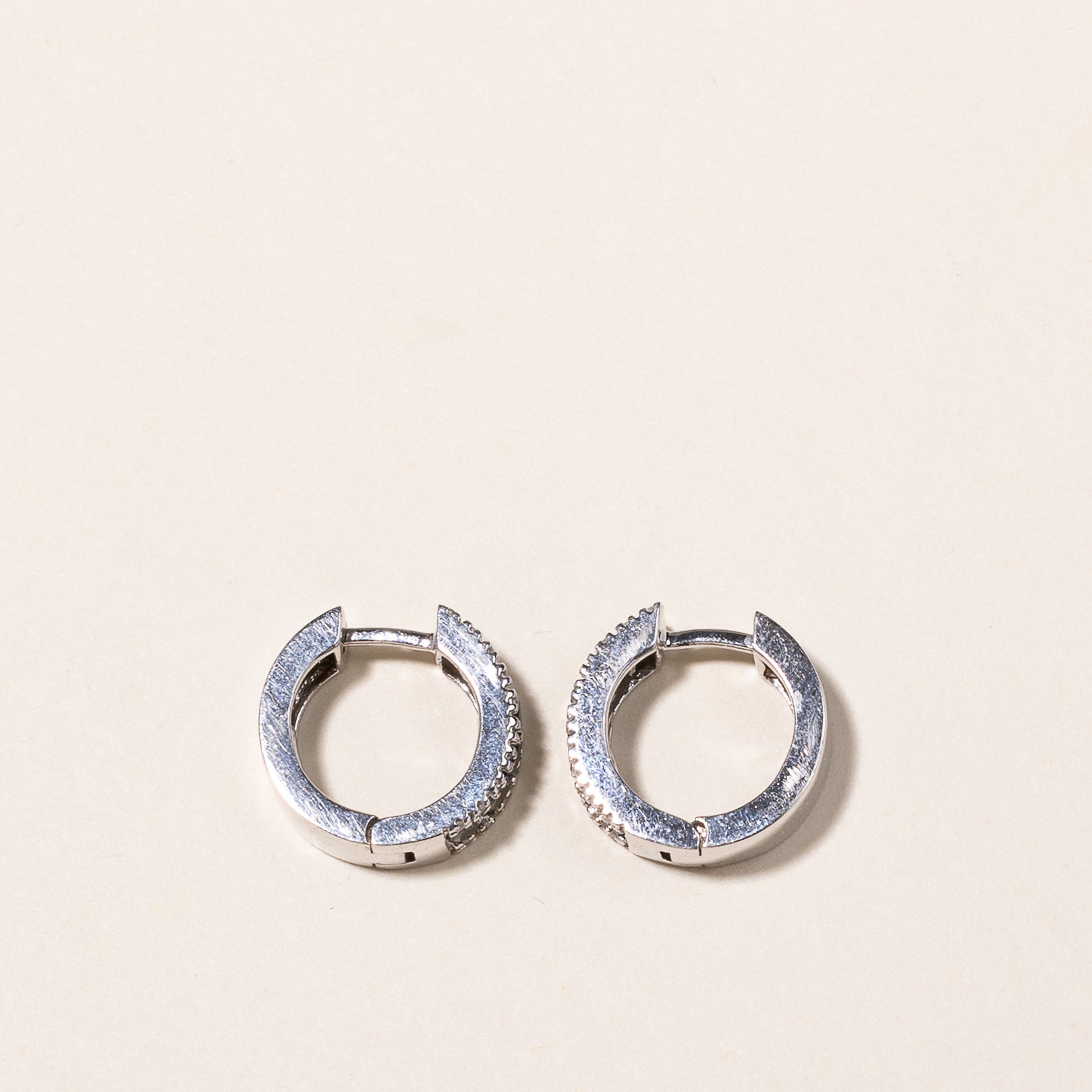 Effy' 14k White Gold Black Diamond Huggie Earrings | 0.67ctw, 0.17ctw
