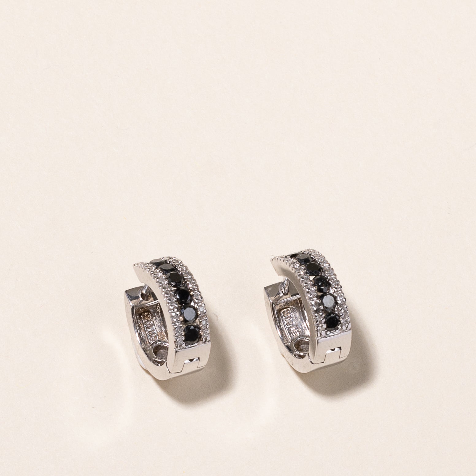 Effy' 14k White Gold Black Diamond Huggie Earrings | 0.67ctw, 0.17ctw