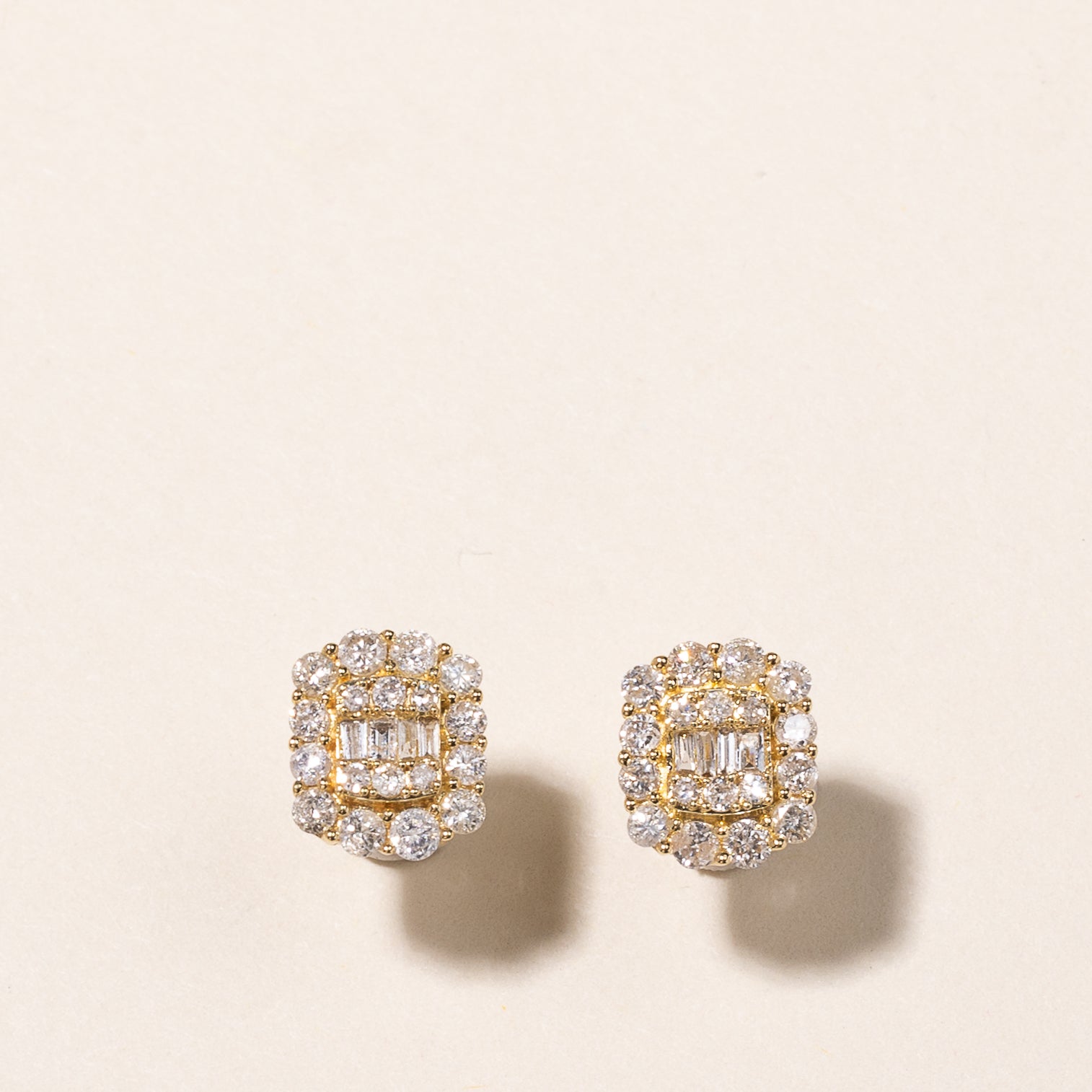 18k Yellow Gold Diamond Cluster Earrings | 0.49ctw