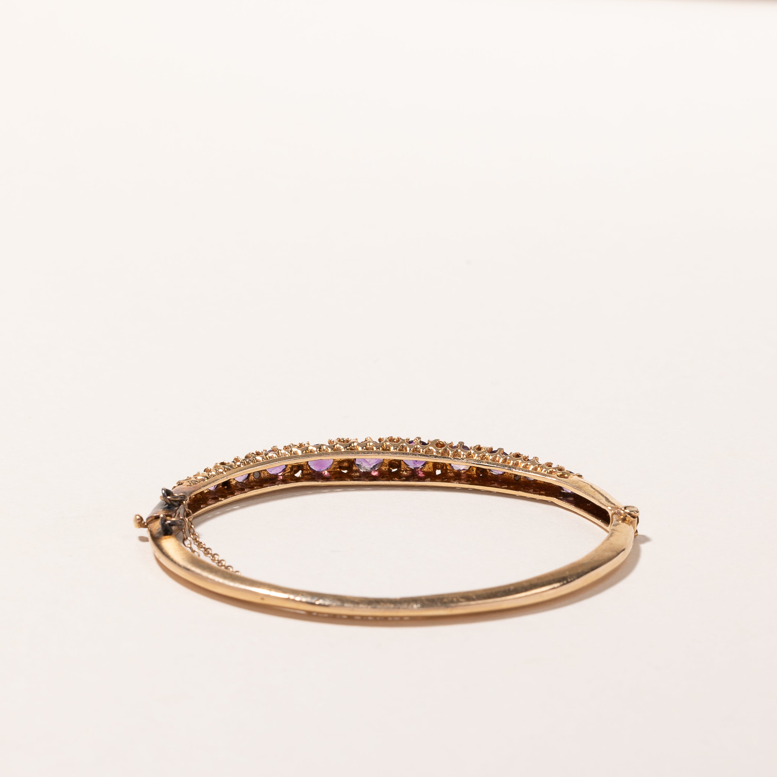 14k Yellow Gold Amethyst Bangle | 1.30ctw | SZ 5.75"