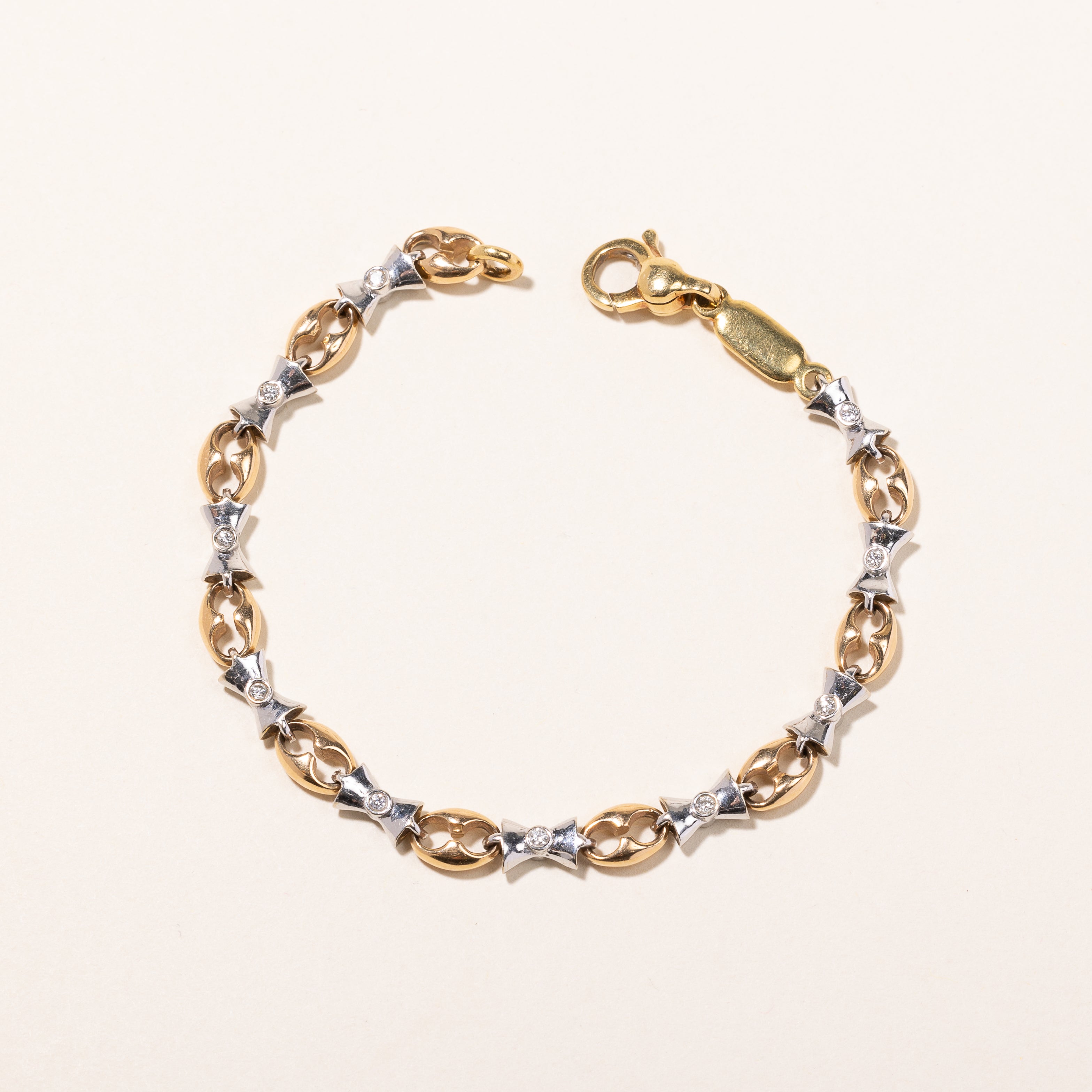 18k Two Tone Gold Diamond Bracelet | 0.34ctw | 7"