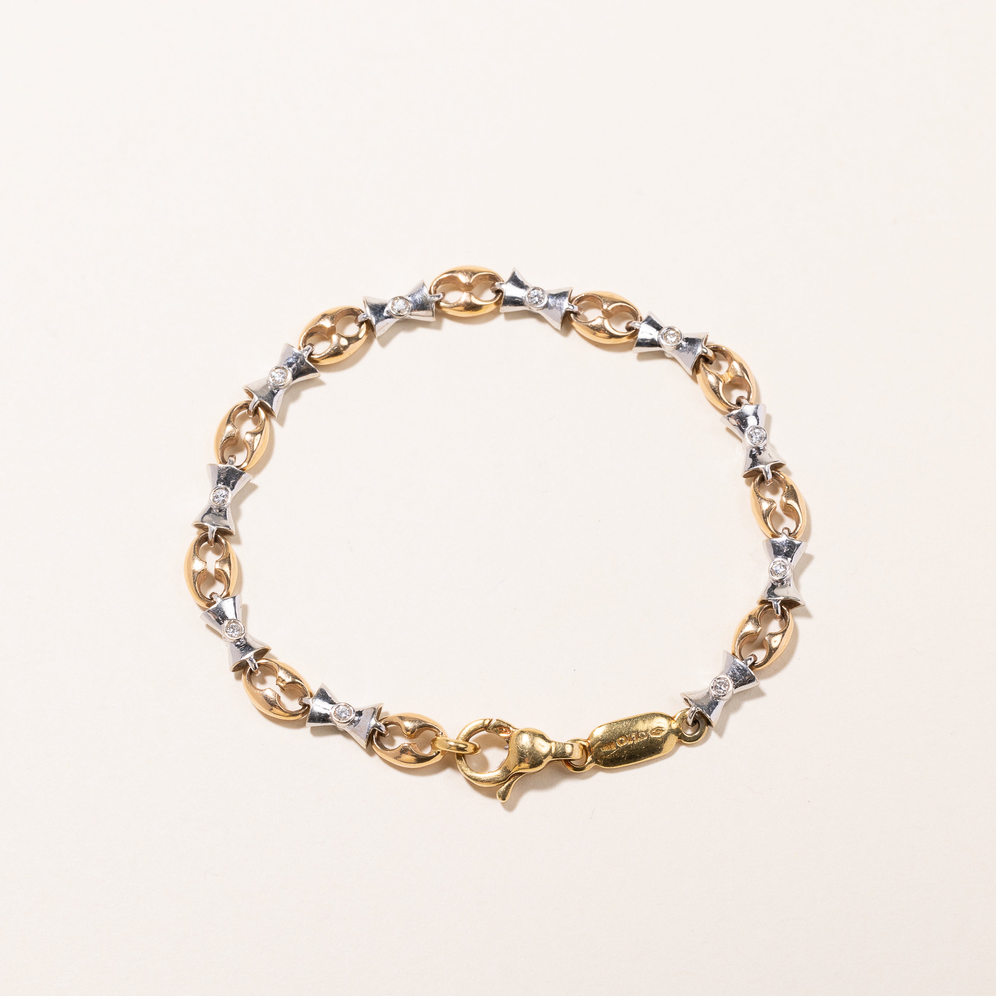 18k Two Tone Gold Diamond Bracelet | 0.34ctw | 7"