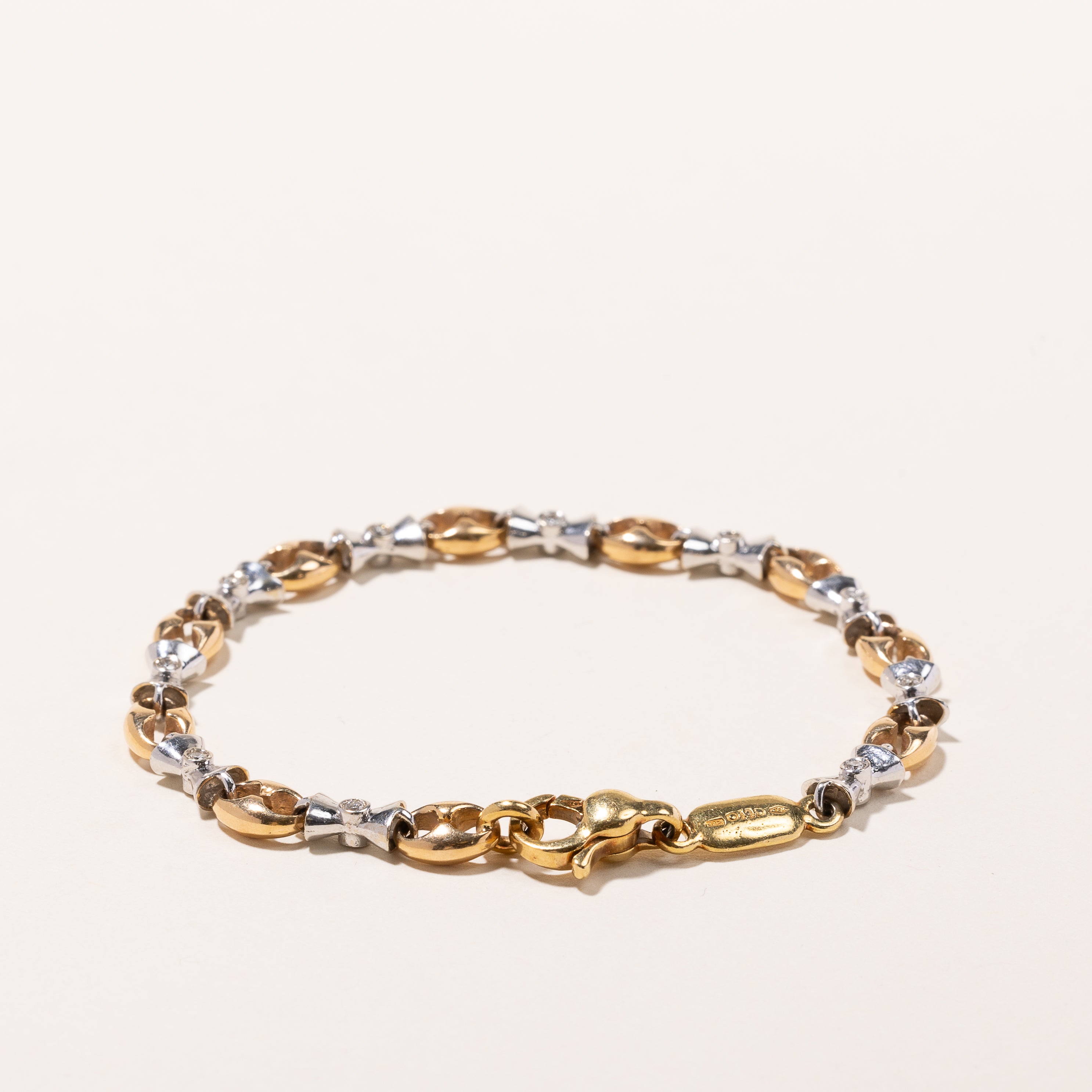 18k Two Tone Gold Diamond Bracelet | 0.34ctw | 7"