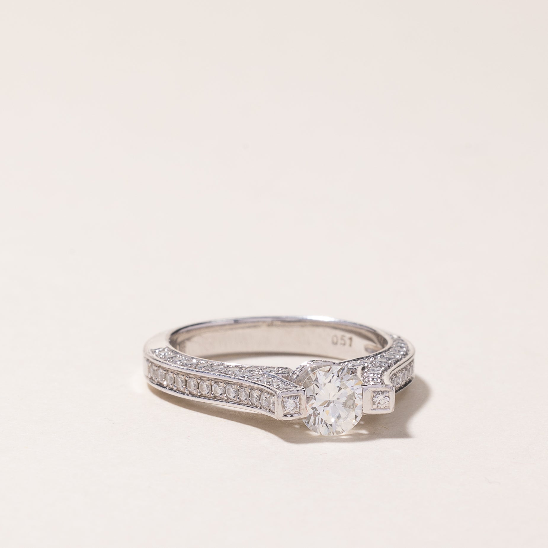 Platinum Diamond Engagement Ring | 0.98ctw | SZ 5.25