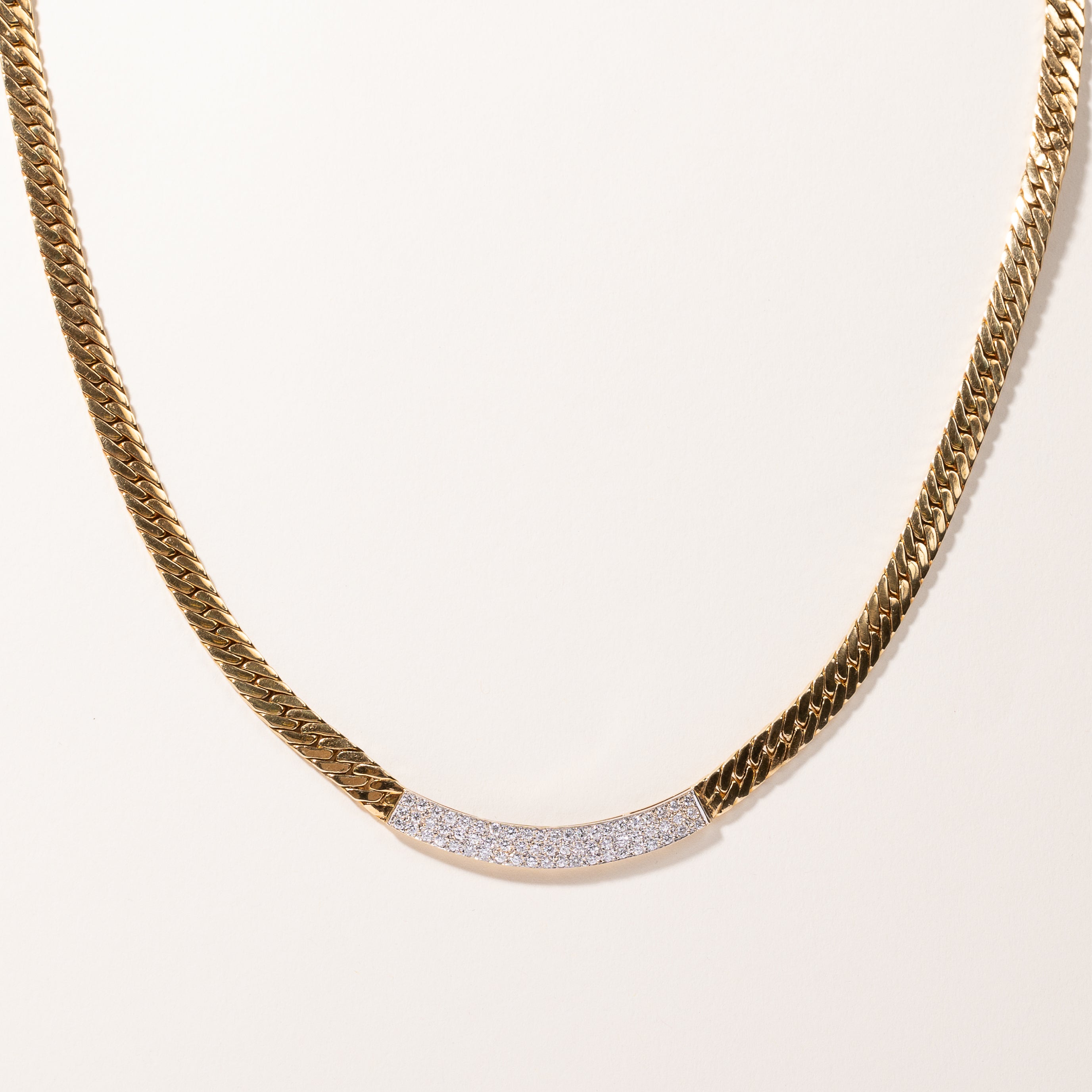 18k Yellow Gold Diamond Cuban Link Necklace | 1.89ctw | 16"