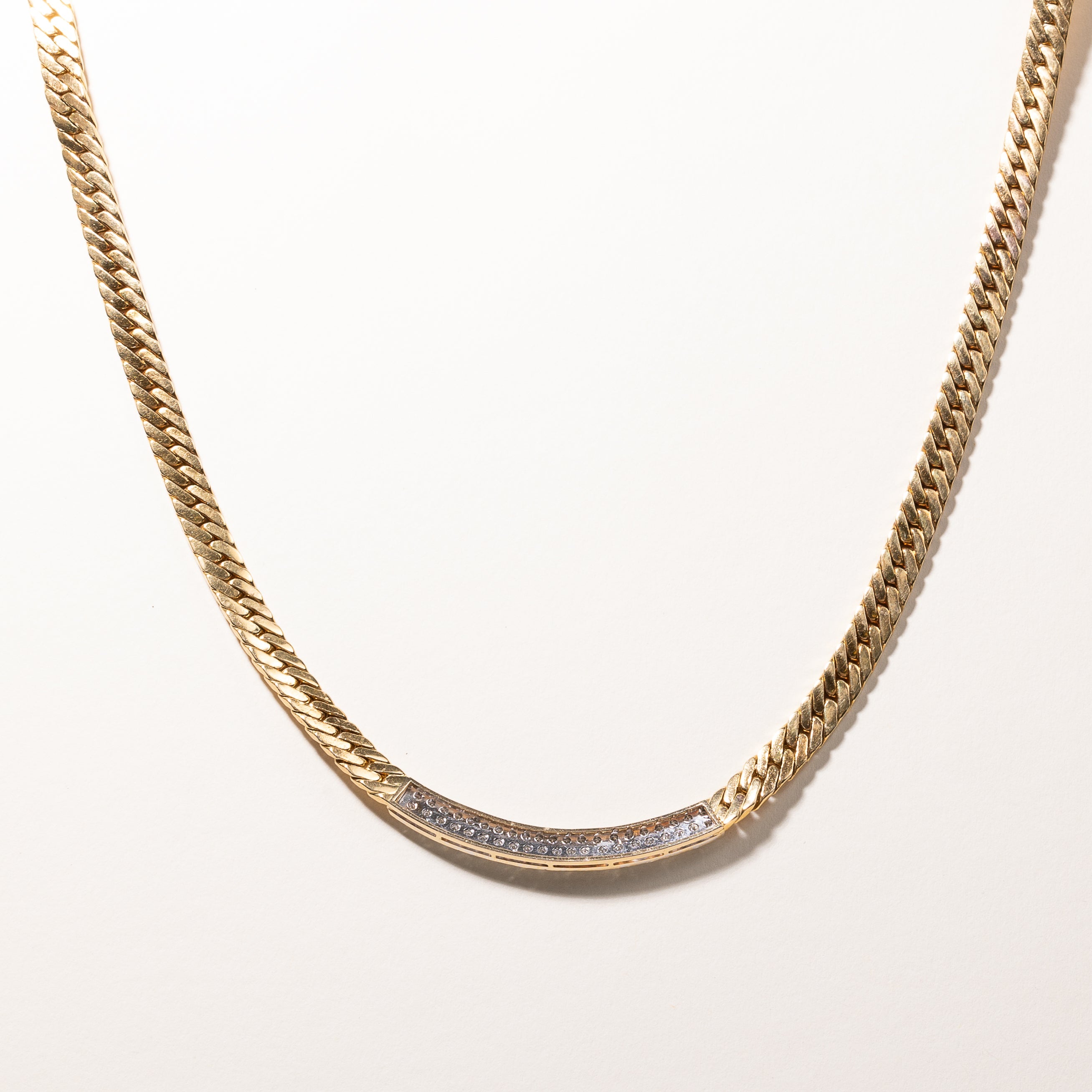 18k Yellow Gold Diamond Cuban Link Necklace | 1.89ctw | 16"