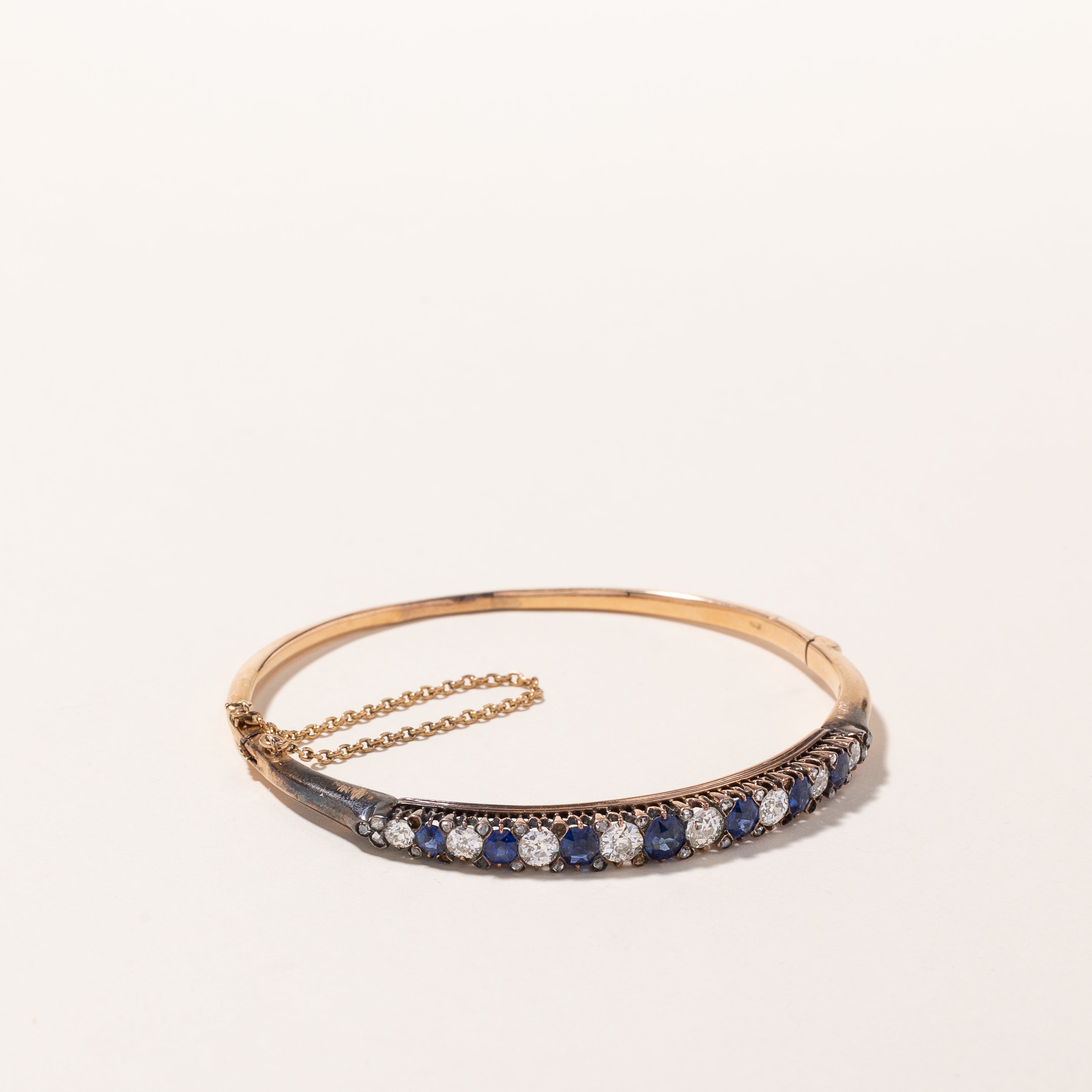 14k Yellow Gold Sapphire & Diamond Bracelet | 1.73ctw, 1.74ctw | 7"