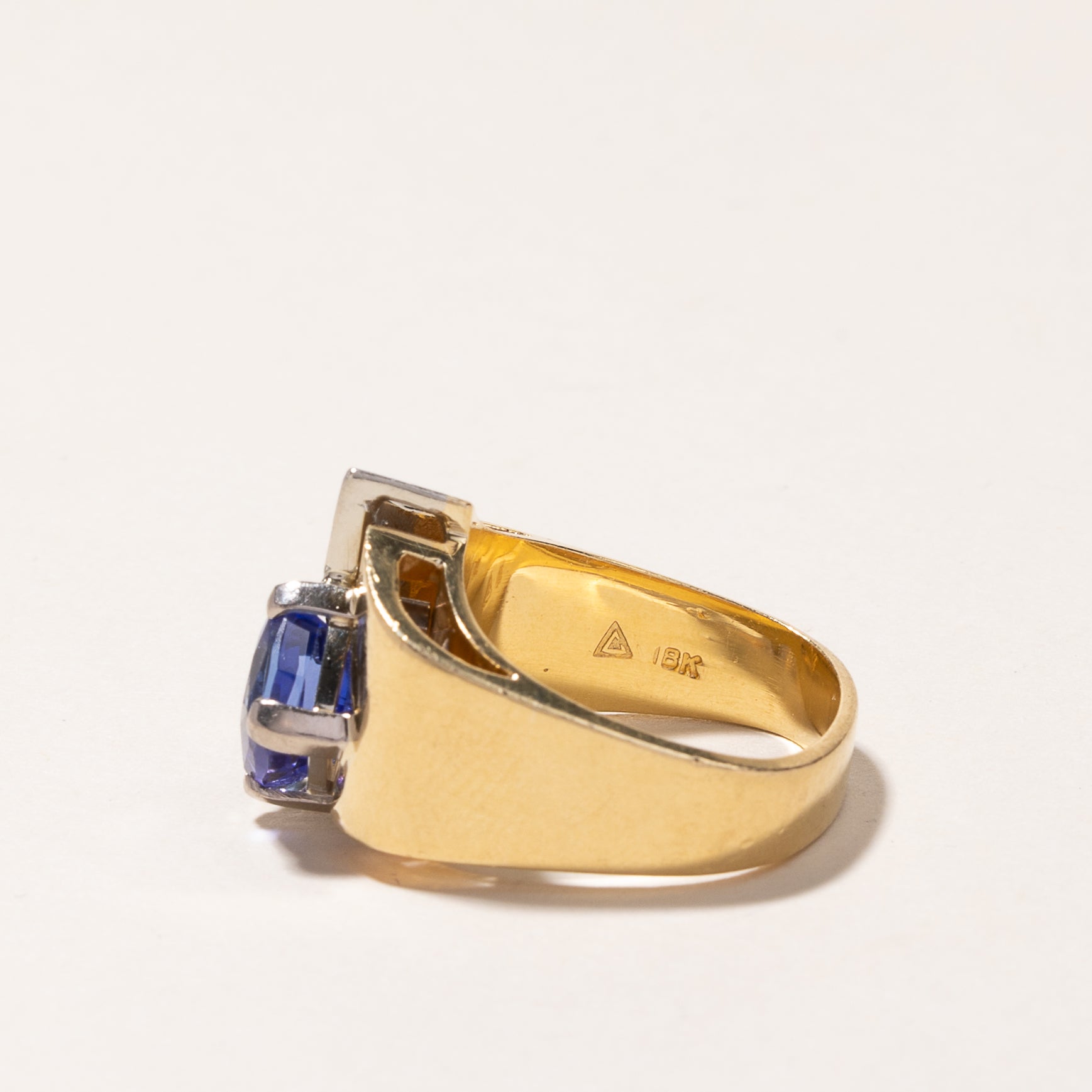 18k Yellow Gold Tanzanite & Diamond Ring | 0.82ct, 0.32ctw | SZ 6.75