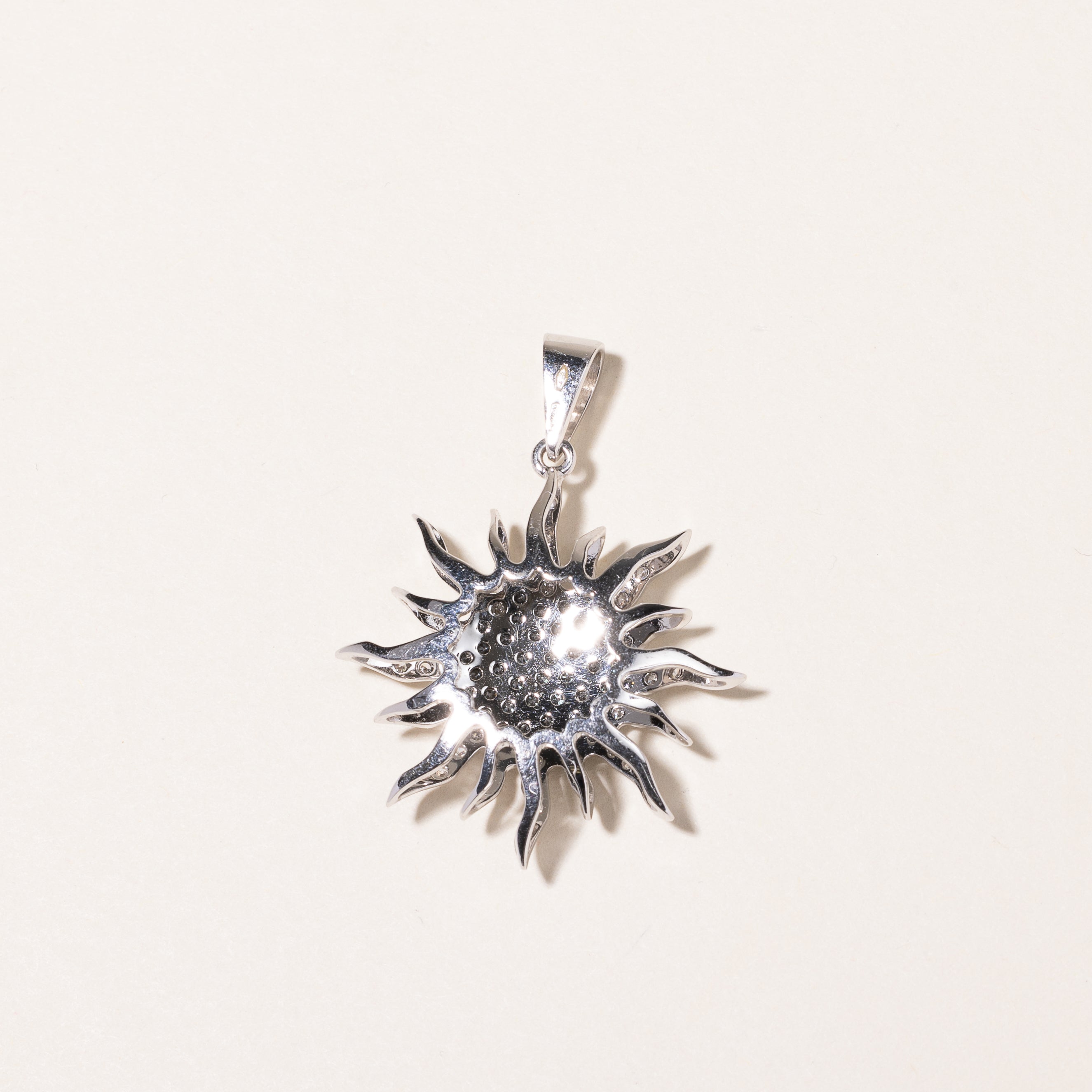 18k White Gold Diamond Sun Pendant | 0.54ctw