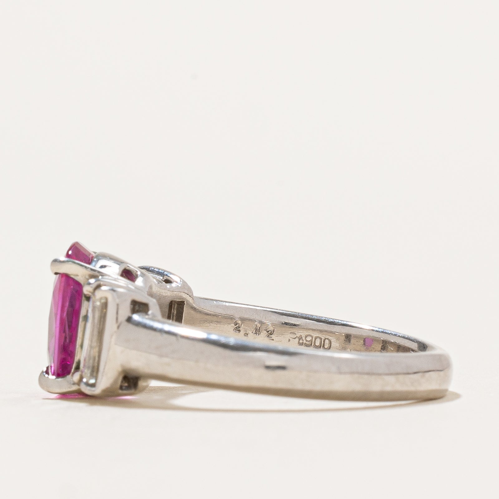 GRS Unheated Burma Pink Sapphire & Diamond Ring | 2.42ct, 0.63ctw | SZ 6.25