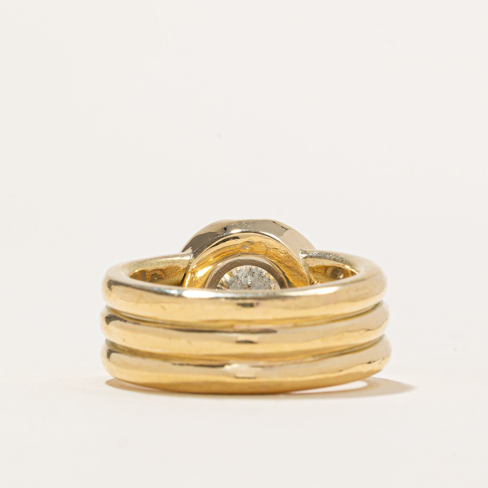 Vintage 'Stittgen' Solitaire Semi Bezel Diamond Chunky Ring | 3.00ct SI1 I/J Ex cut | SZ 7
