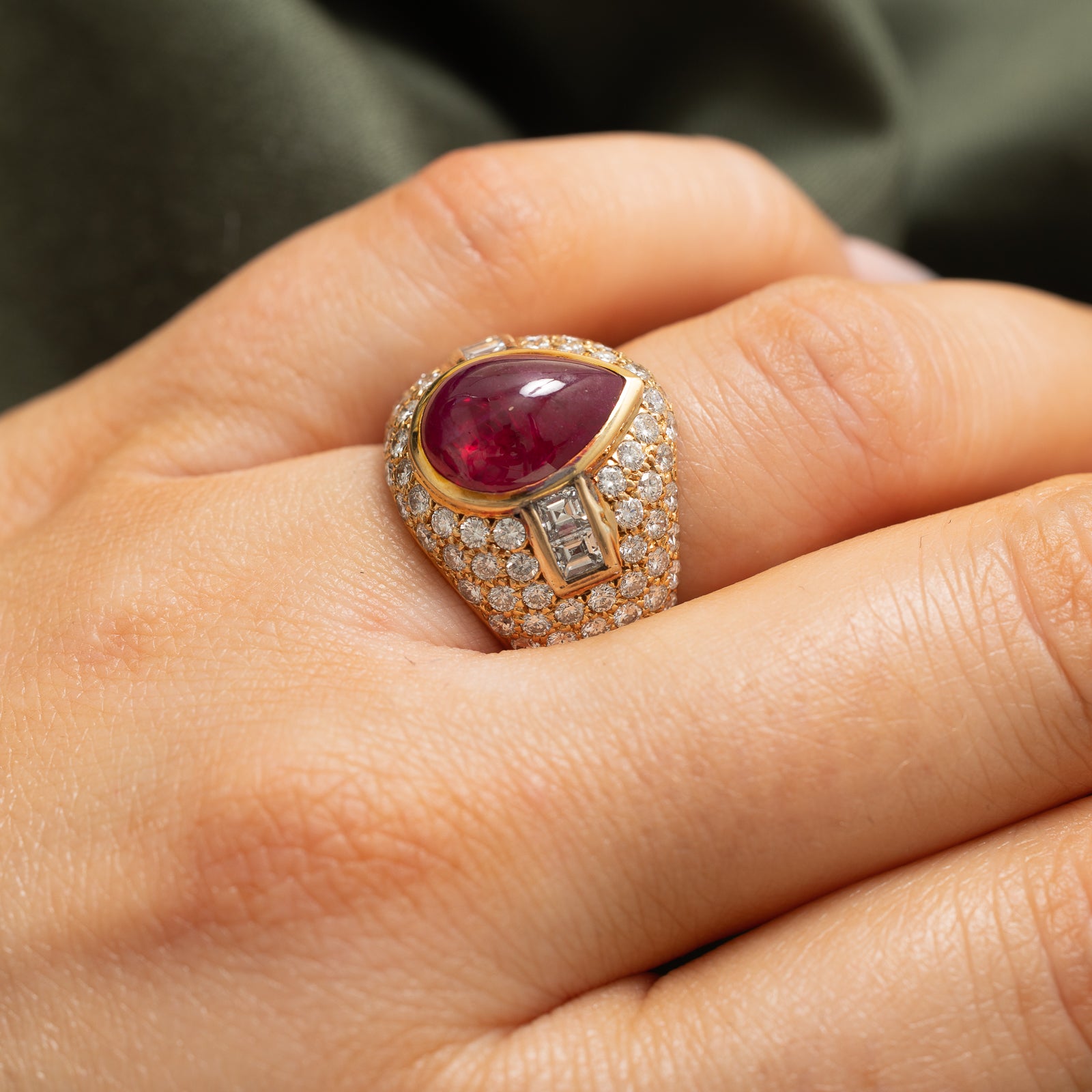 5ct+ GIA Unheated Afghanistan Ruby & Diamond Cocktail Ring | 5.24ct, 2.52ctw | SZ 6