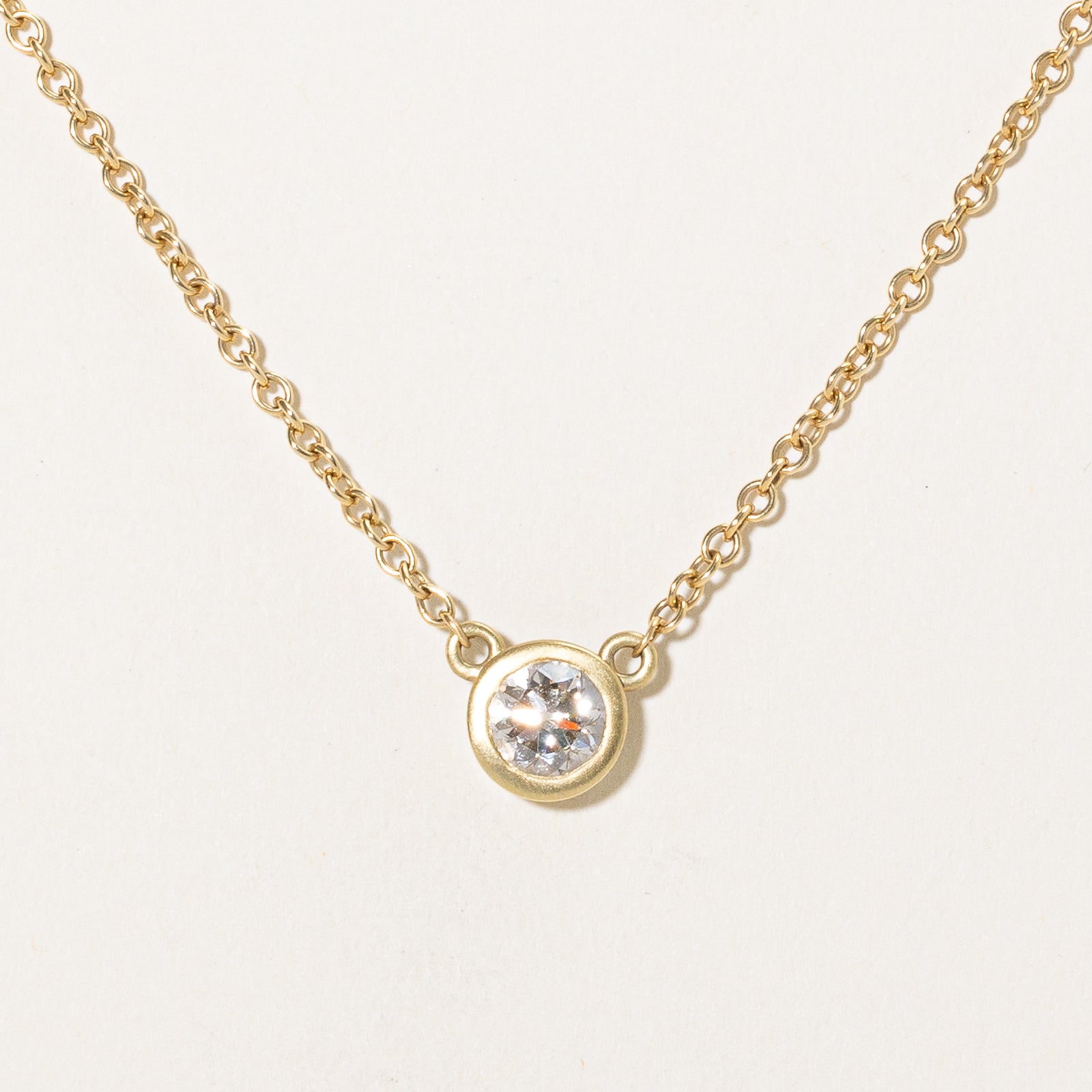 GIA Certified Bezel Set Diamond Necklace | 1.70ct SI1 Q/R | 16"