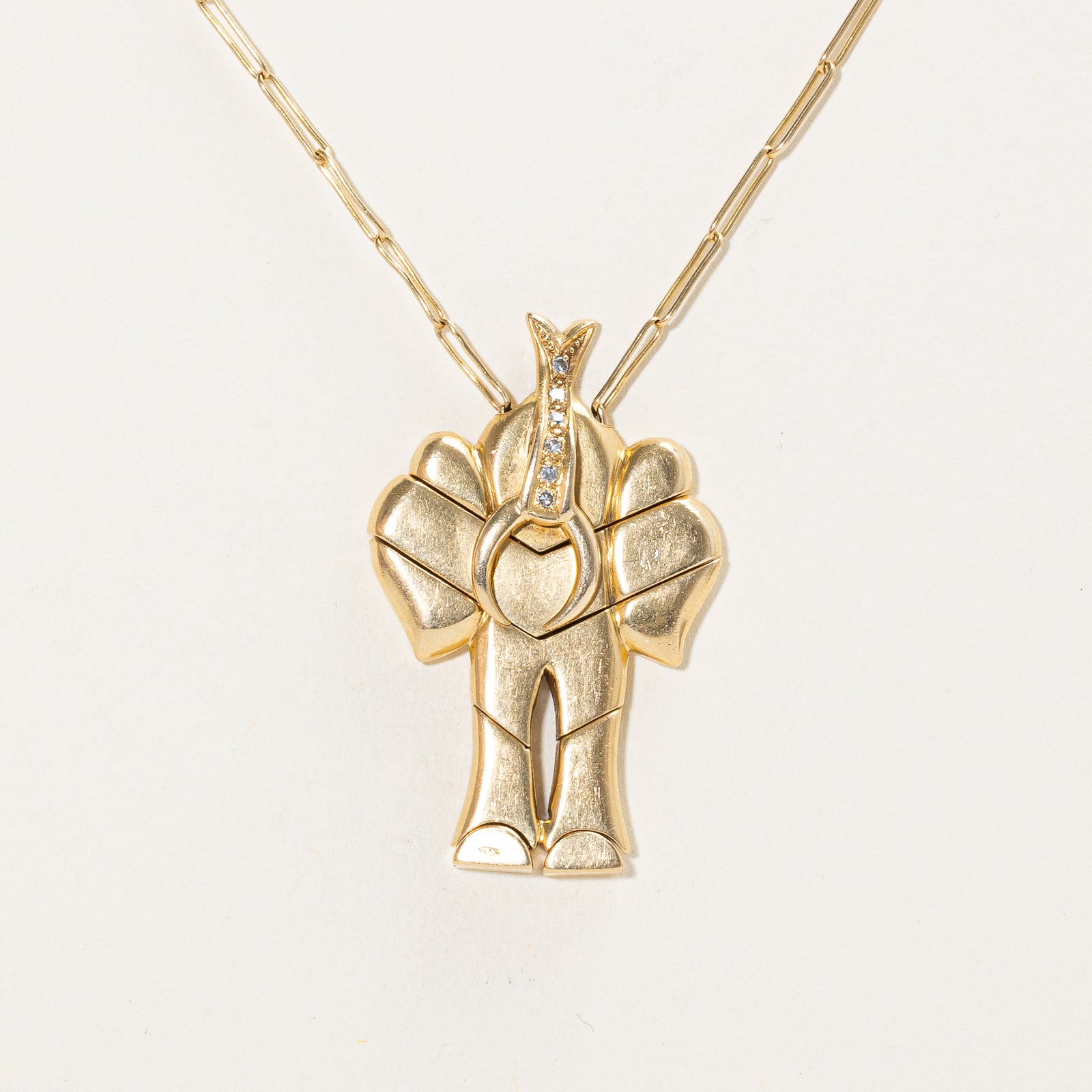18K Diamond Elephant Moving Pendant Necklace | 0.06ctw | 29"