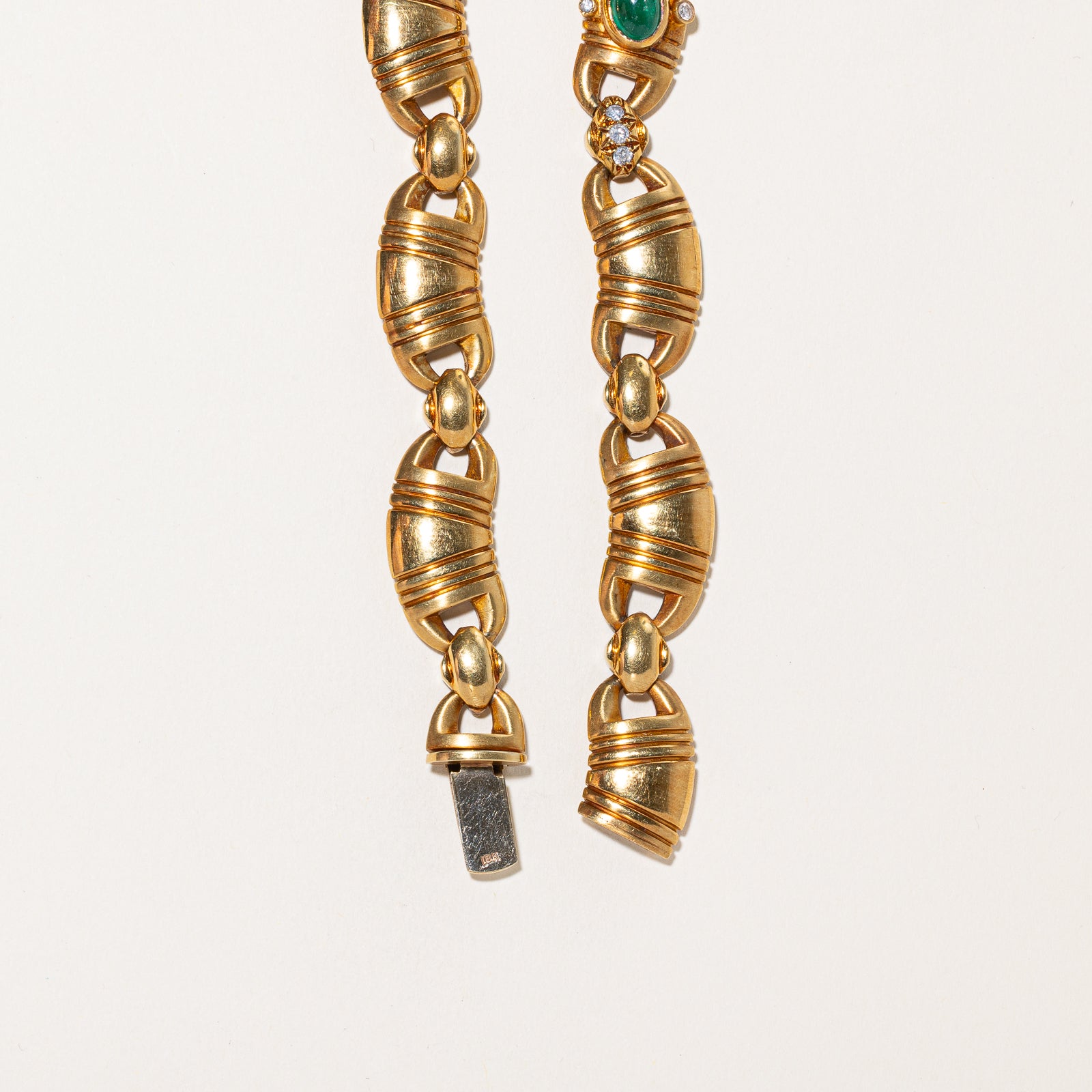 Heavy Solid 18k Gold Vintage Natural Emerald & Diamond Necklace | 13.78ctw, 1.76ctw | 16"