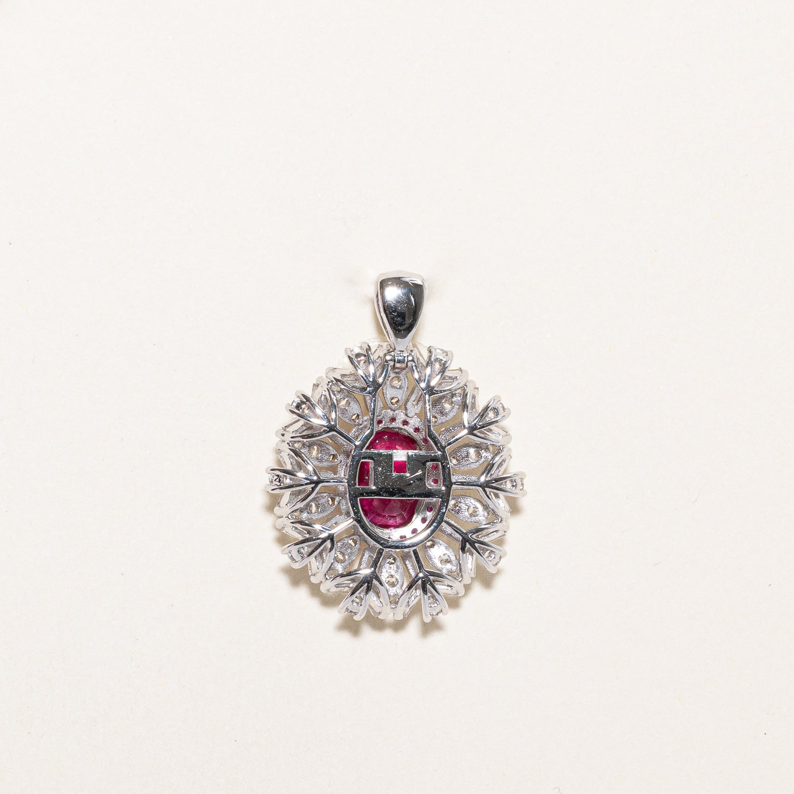 2.04ct GRS Unheated Ruby & Diamond Cocktail Convertible Ring & Pendant | 2.16ctw, 1.55ctw | SZ 6.5