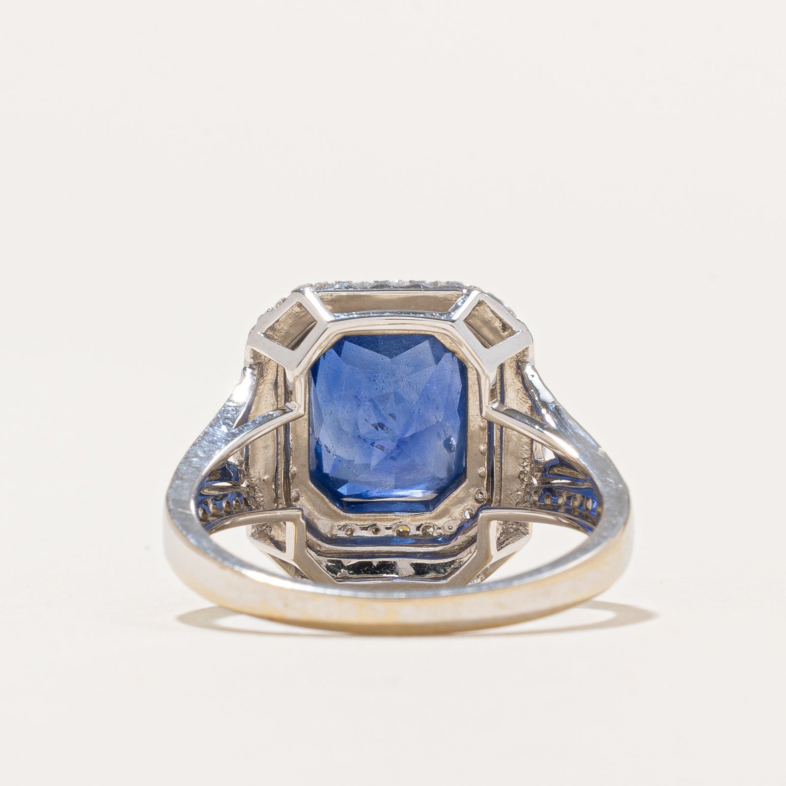 GRS Unheated Intense Cornflower Blue Sapphire & Diamond Halo Cocktail Ring | 4.25ct | 0.72ctw | SZ 6.75