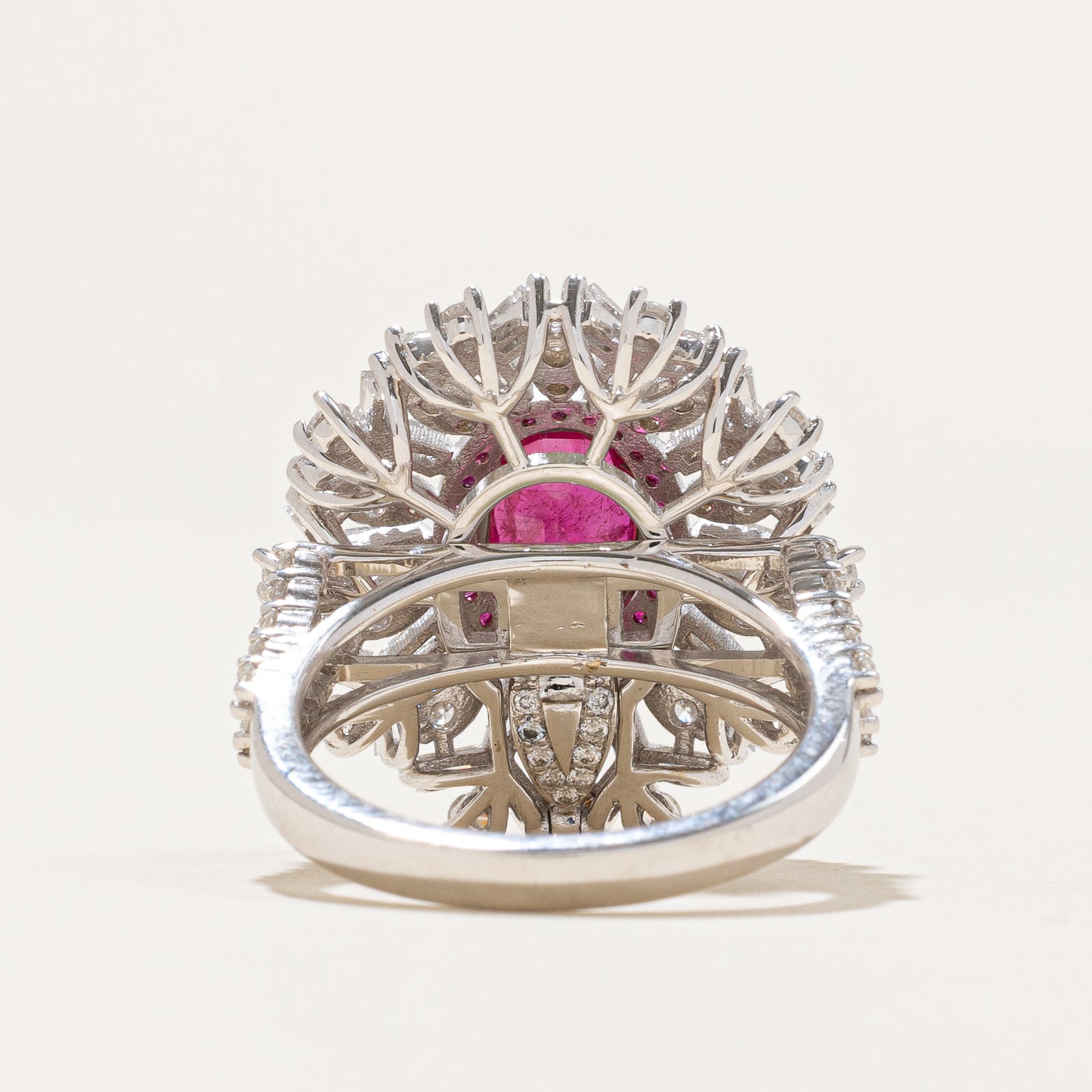 2.04ct GRS Unheated Ruby & Diamond Cocktail Convertible Ring & Pendant | 2.16ctw, 1.55ctw | SZ 6.5