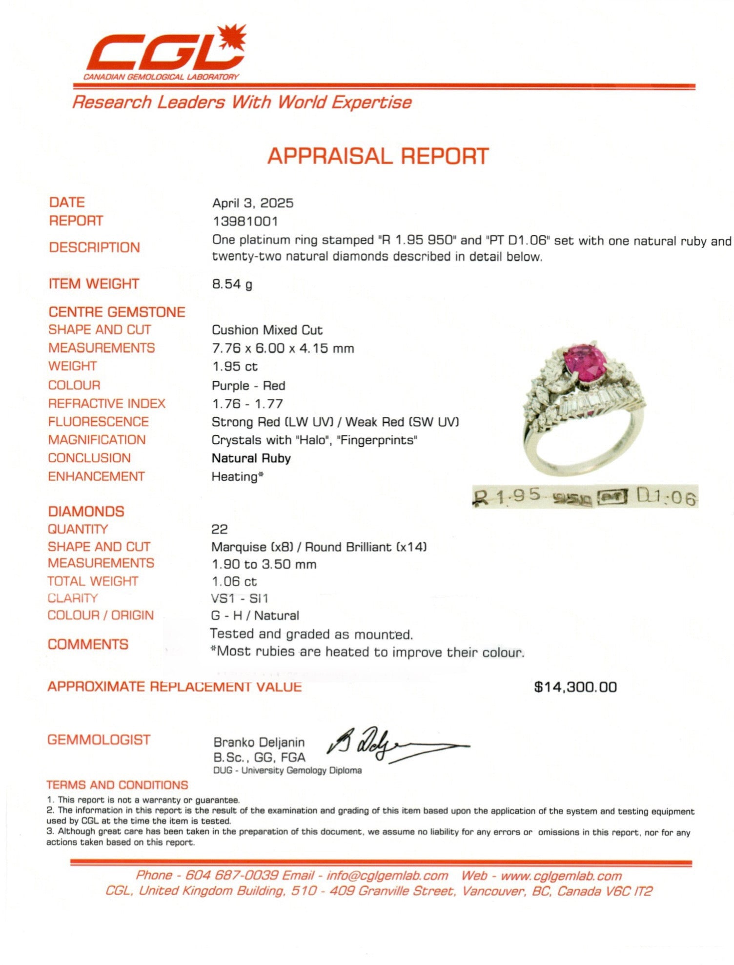 Ruby & Diamond Dome Ring | 1.95ct | 1.06ctw | SZ 6.25
