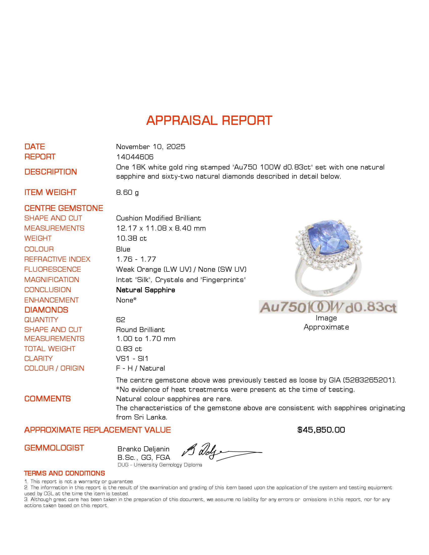 10.38ct GIA Unheated Sri Lanka Sapphire & Diamond Cocktail Ring | GIA 10.38ct | 0.83ctw | SZ 6.5