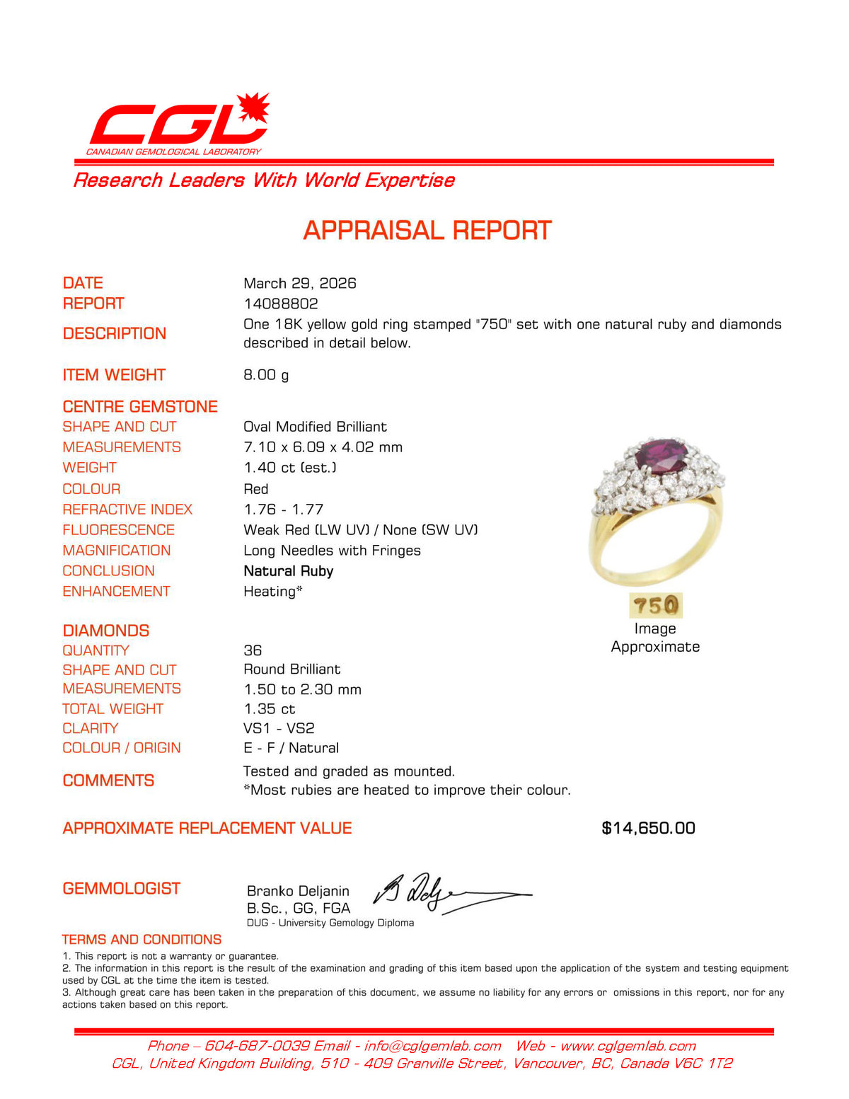 East West Oval Cut Ruby & Diamond Cocktail Ring | 1.40ct, 1.35ctw | Sz 7.25
