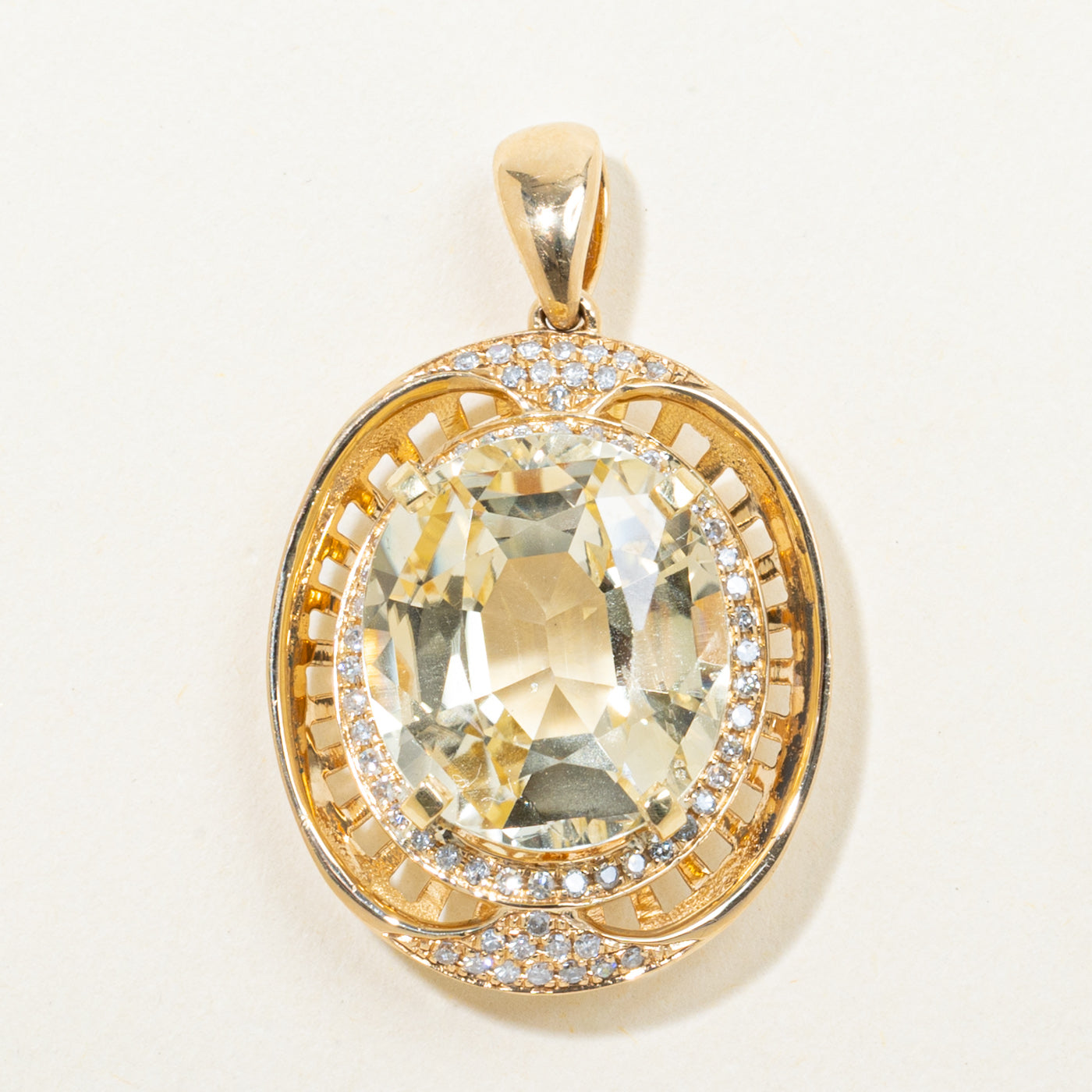 GIA Unheated Ceylon Yellow Sapphire & Diamond Pendant | GIA 12.77ct, 0.37ctw