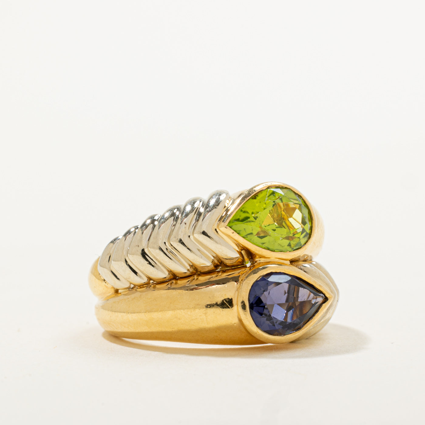 Vintage Italian 'Bvlgari' Iolite & Peridot Doppio Ring | 1.25ct, 1.65ct | SZ 6.5