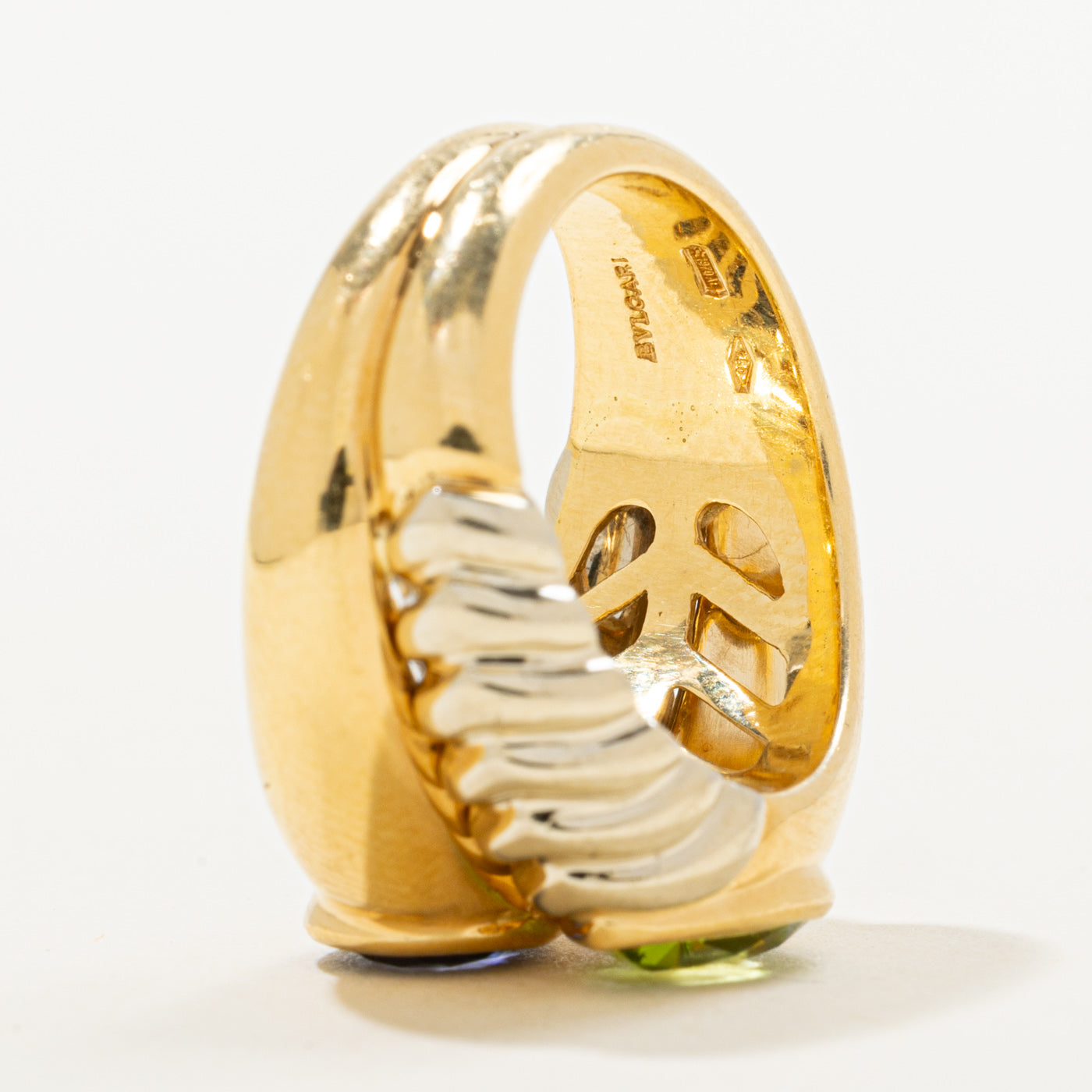 Vintage Italian 'Bvlgari' Iolite & Peridot Doppio Ring | 1.25ct, 1.65ct | SZ 6.5