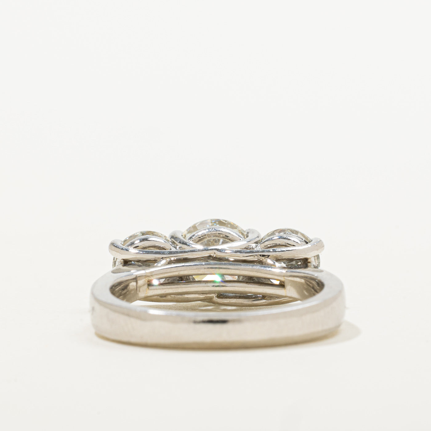 GIA Three Diamond Ring | GIA 1.54ct VS2 I Ex, 1.55ctw VS2 I VG | SS 7