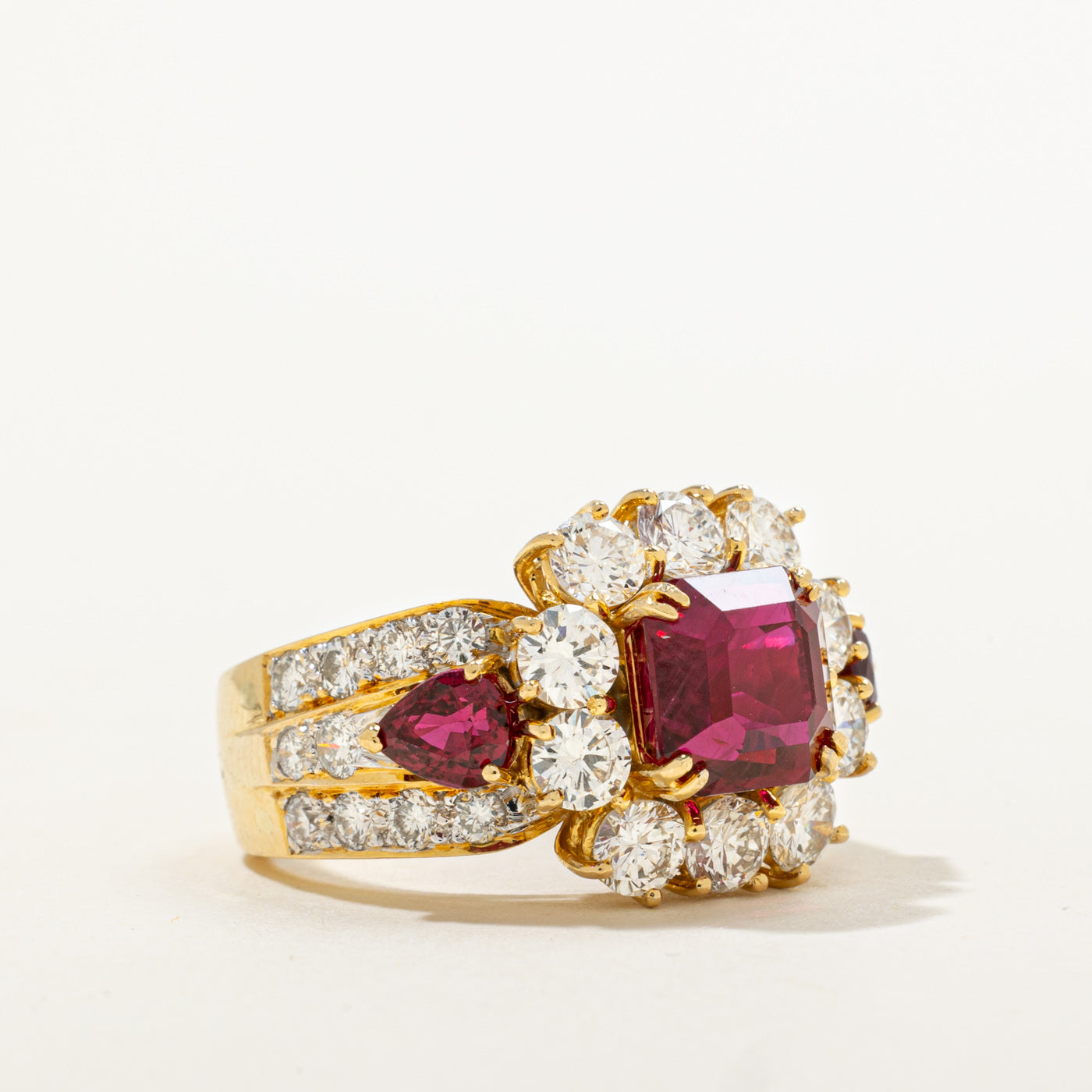 GIA Ruby & Diamond Cocktail Ring | GIA 3.76ct, 0.90ctw, 2.28ctw | Sz 6