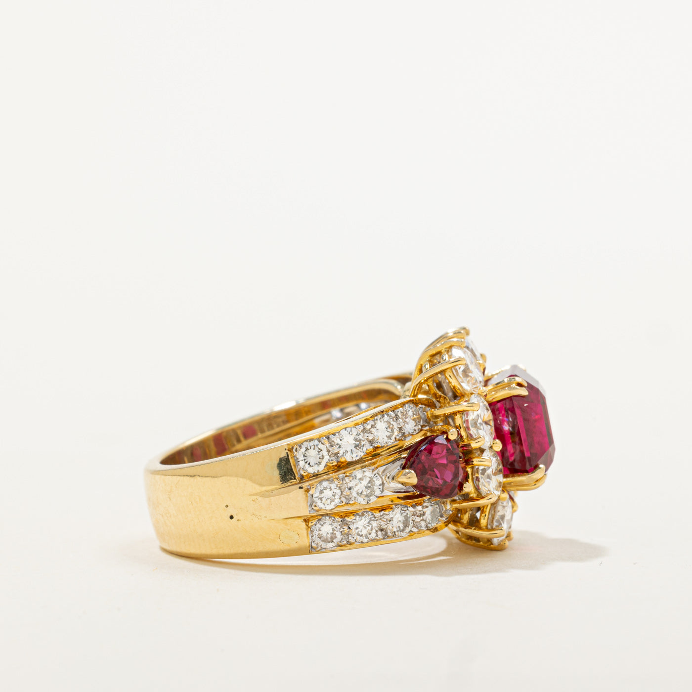 GIA Ruby & Diamond Cocktail Ring | GIA 3.76ct, 0.90ctw, 2.28ctw | Sz 6