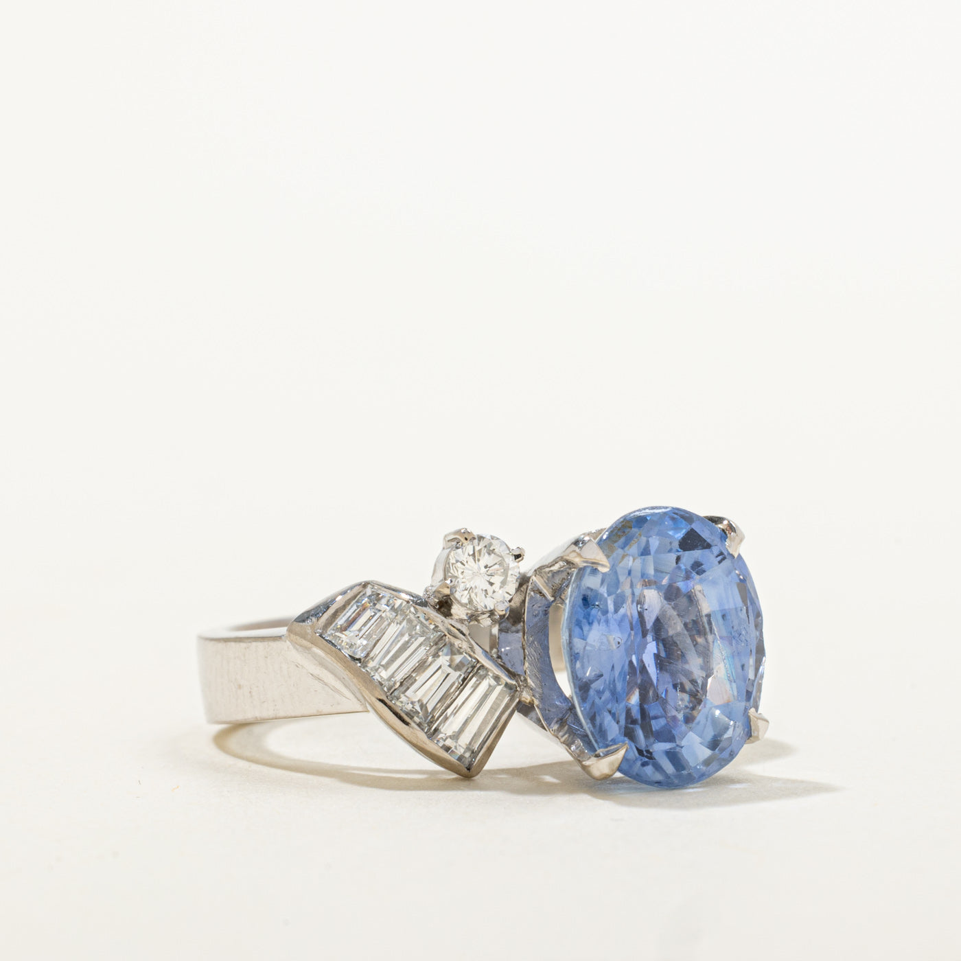 GIA Unheated Ceylon Sapphire & Diamond Ring | GIA 5.49ct, 0.91ctw | Sz 5