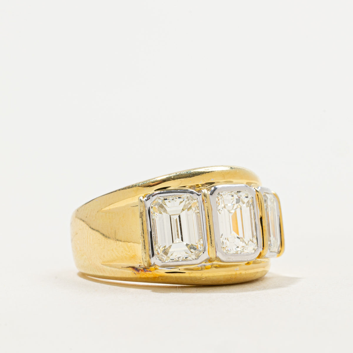 Vintage Three Stone Emerald Cut Diamond Ring | 3ctw VS1 H/I VG | Sz 6.25