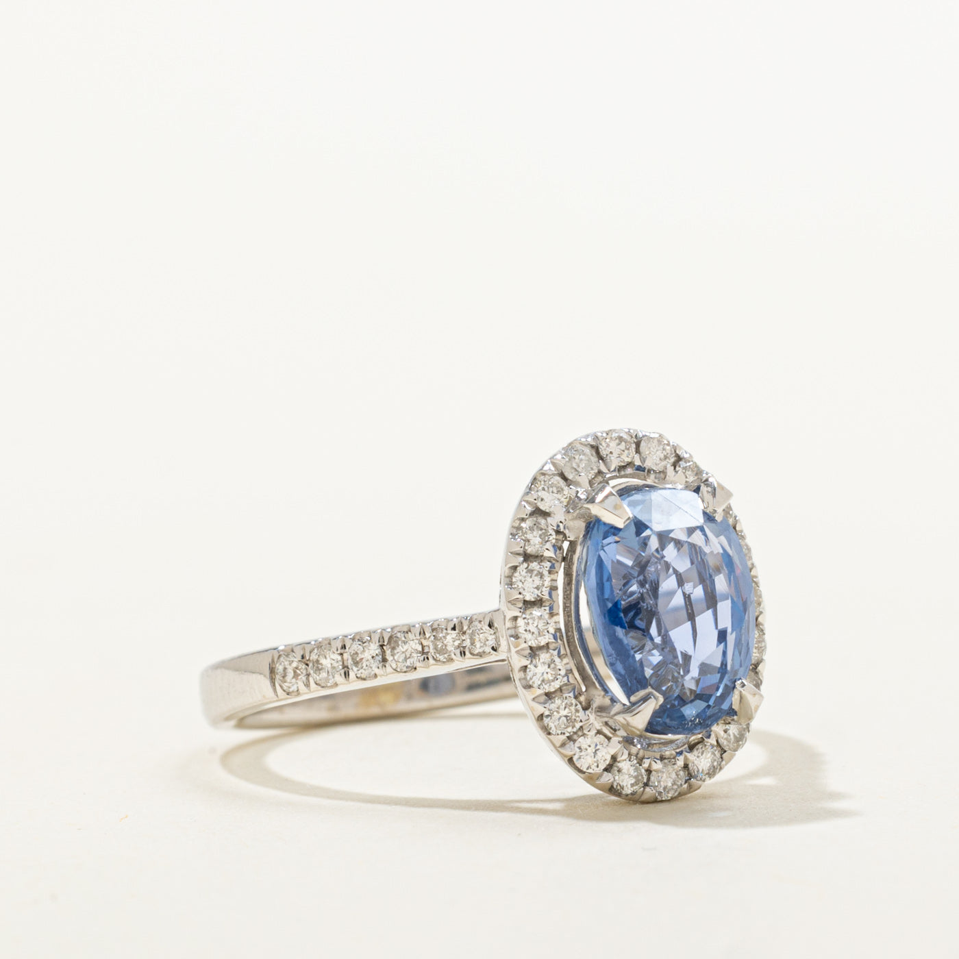 GRS Unheated Ceylon Sapphire & Diamond Halo Ring | GRS 2.09ct, 0.33ctw | SZ 6