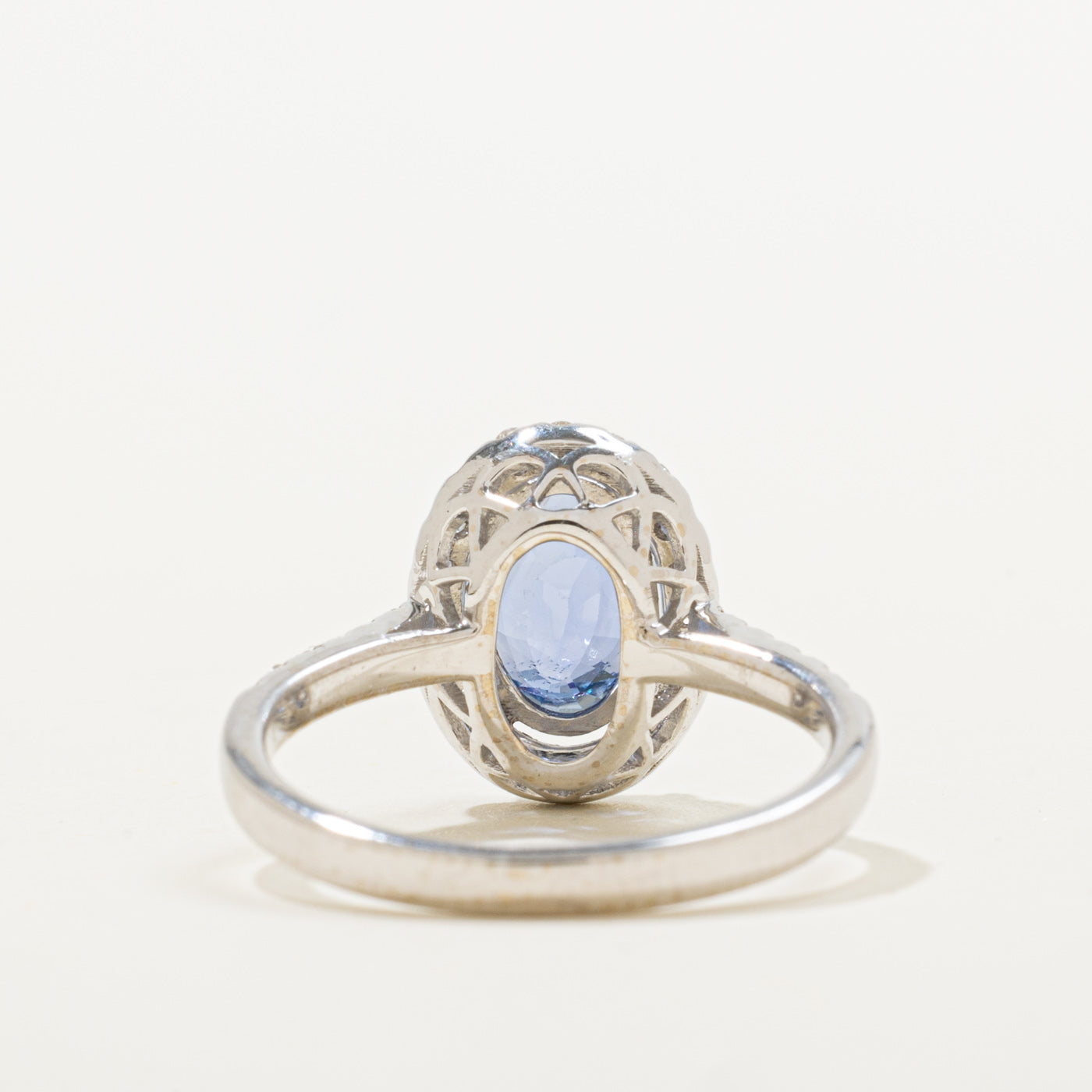 GRS Unheated Ceylon Sapphire & Diamond Halo Ring | GRS 2.09ct, 0.33ctw | SZ 6