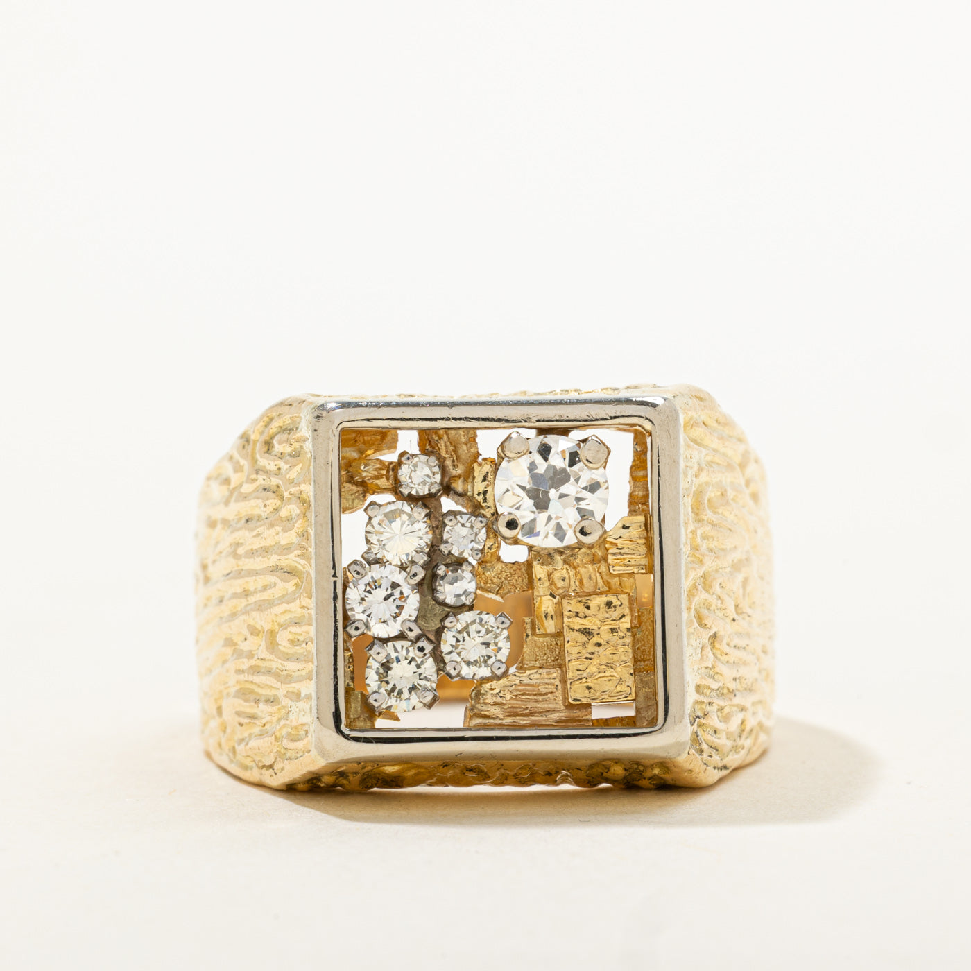Vintage 'Cavelti' Diamond Cluster Signet Ring | 0.40ct VS2 G/H, 0.38ctw | SZ 13.25