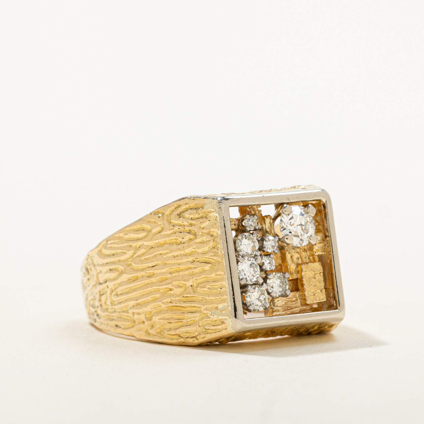 Vintage 'Cavelti' Diamond Cluster Signet Ring | 0.40ct VS2 G/H, 0.38ctw | SZ 13.25