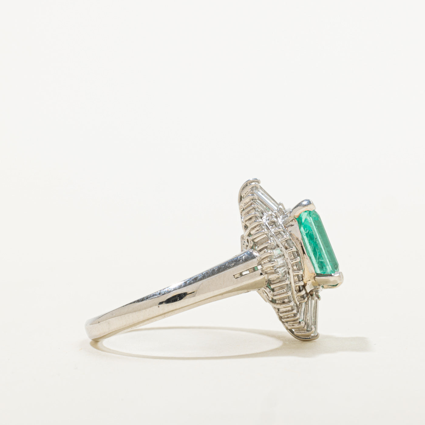 Platinum Colombian Emerald & Diamond Ring | 2.66ct, 0.59ctw | Sz 7.25